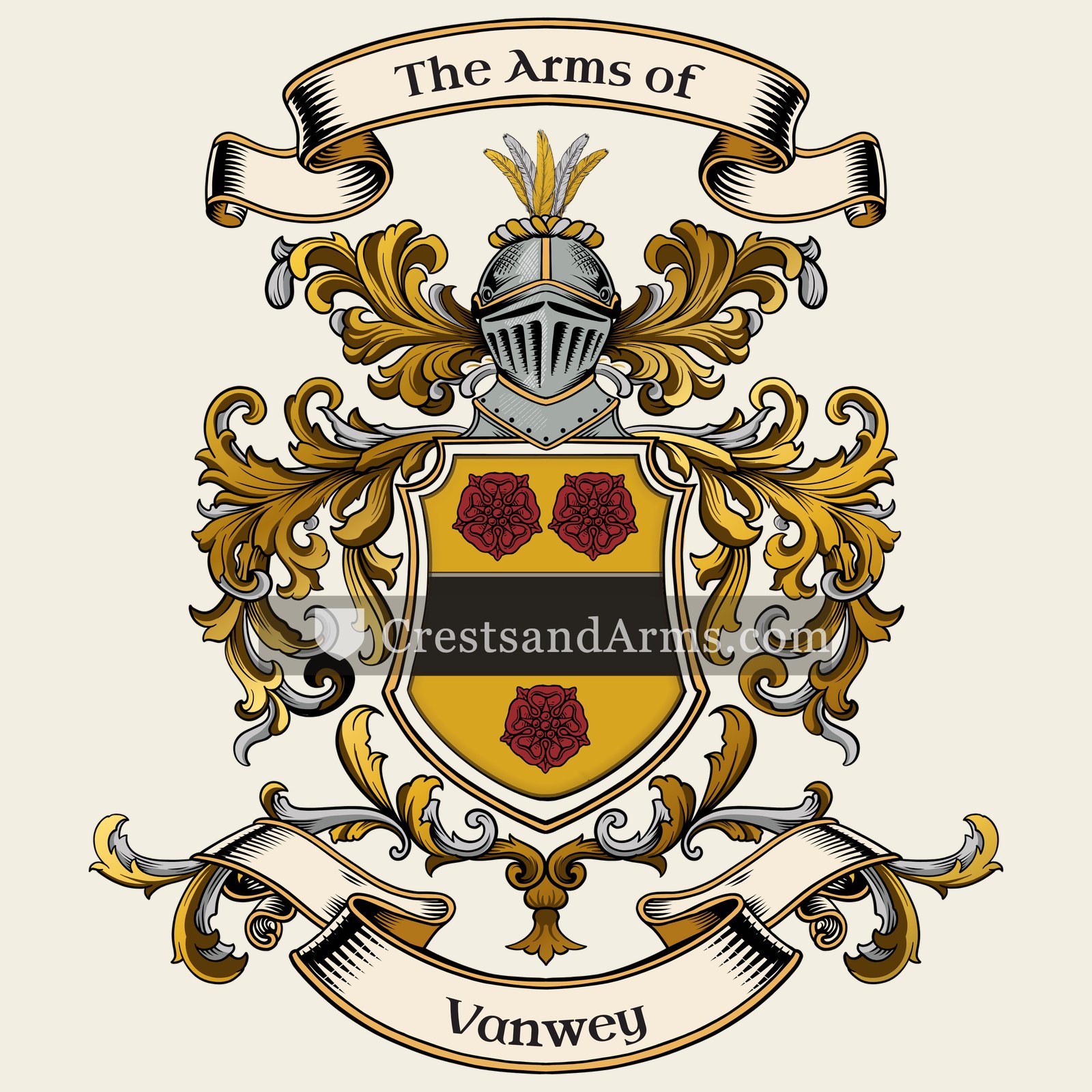 The Vanwey coat of arms, drawn from the recorded blazon
