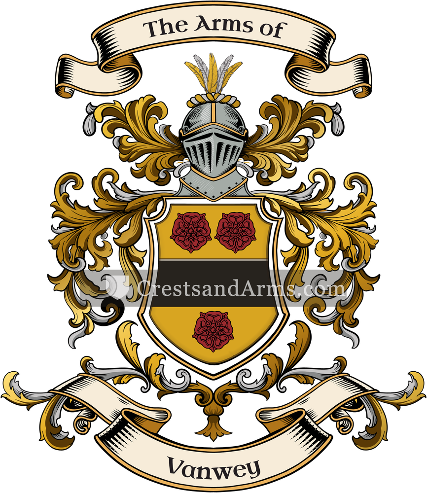 The Vanwey coat of arms, drawn from the recorded blazon