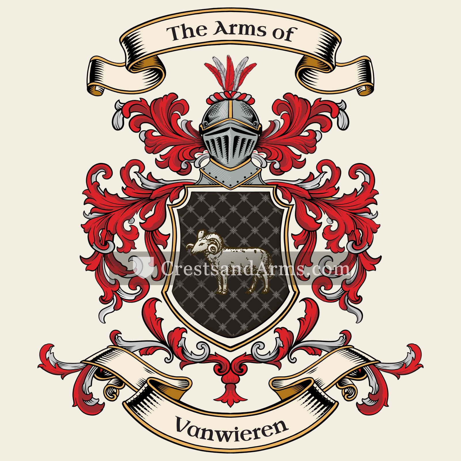 The Vanwieren coat of arms, drawn from the recorded blazon