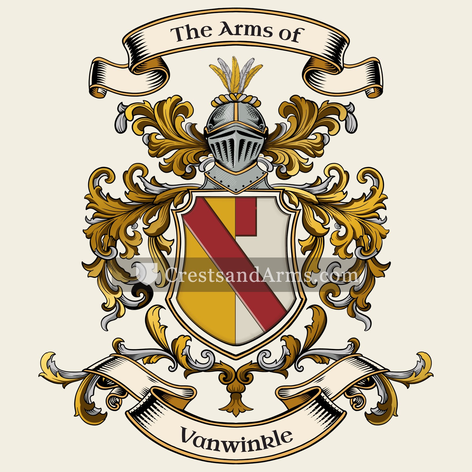 The Vanwinkle coat of arms, drawn from the recorded blazon