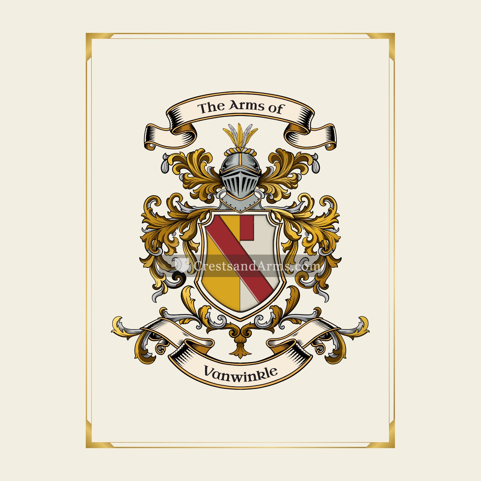 With gold border