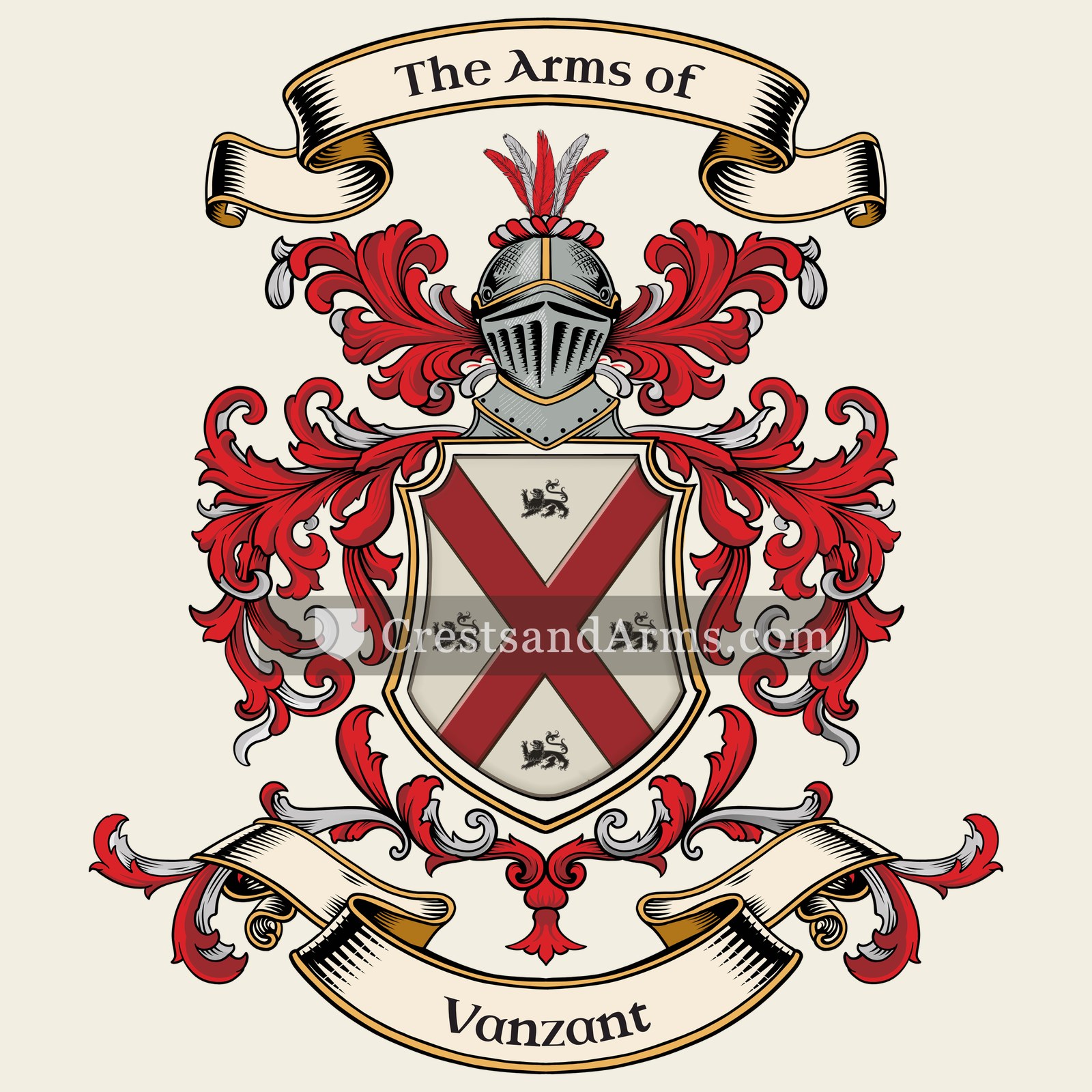 The Vanzant coat of arms, drawn from the recorded blazon