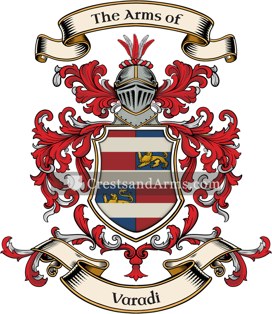 The Varadi coat of arms, drawn from the recorded blazon