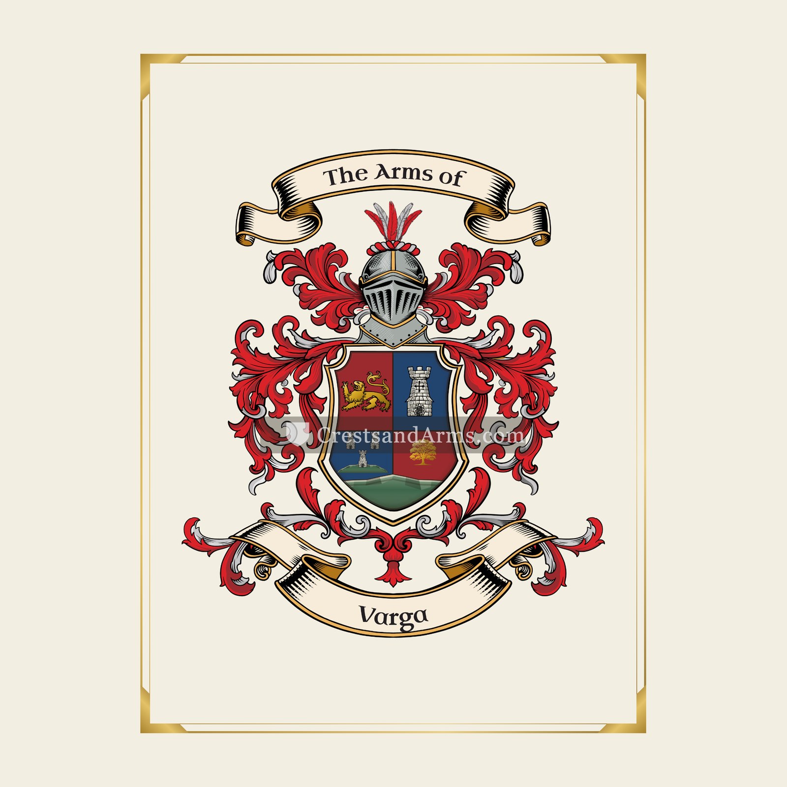 With gold border
