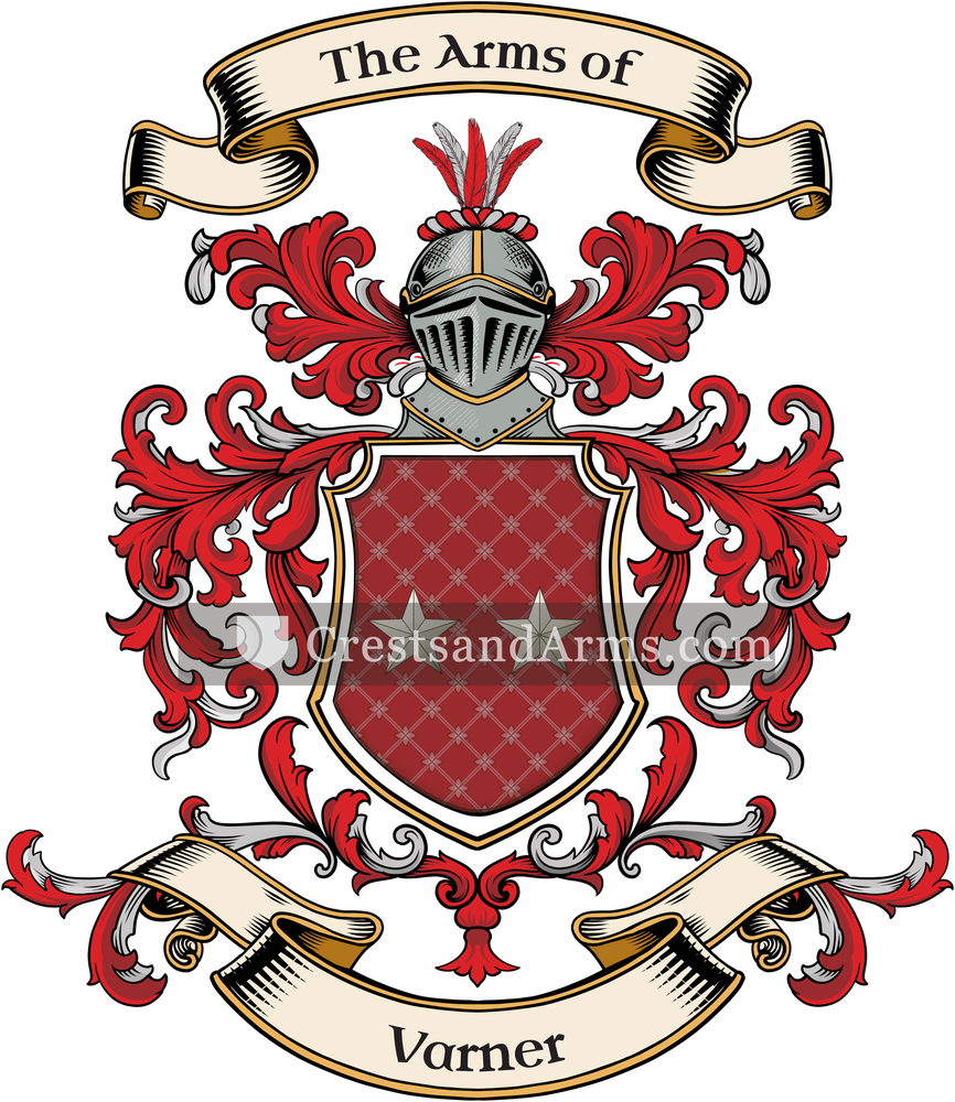 The Varner coat of arms, drawn from the recorded blazon