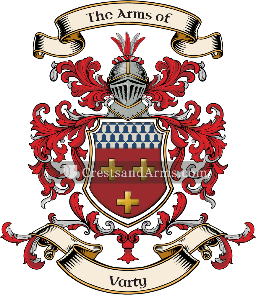 The Varty coat of arms, drawn from the recorded blazon