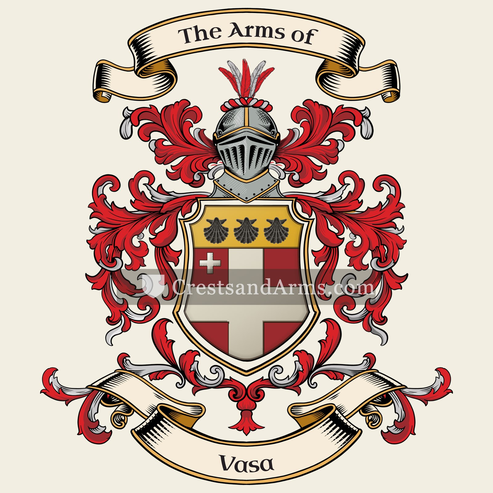 The Vasa coat of arms, drawn from the recorded blazon