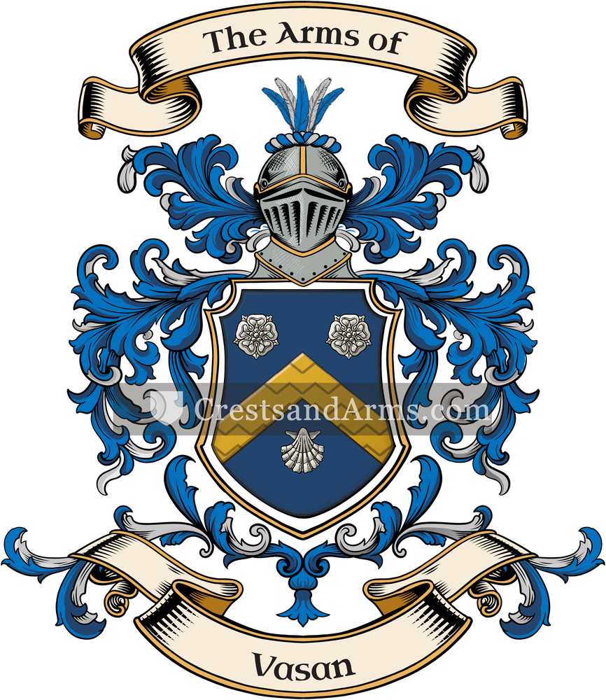 The Vasan coat of arms, drawn from the recorded blazon