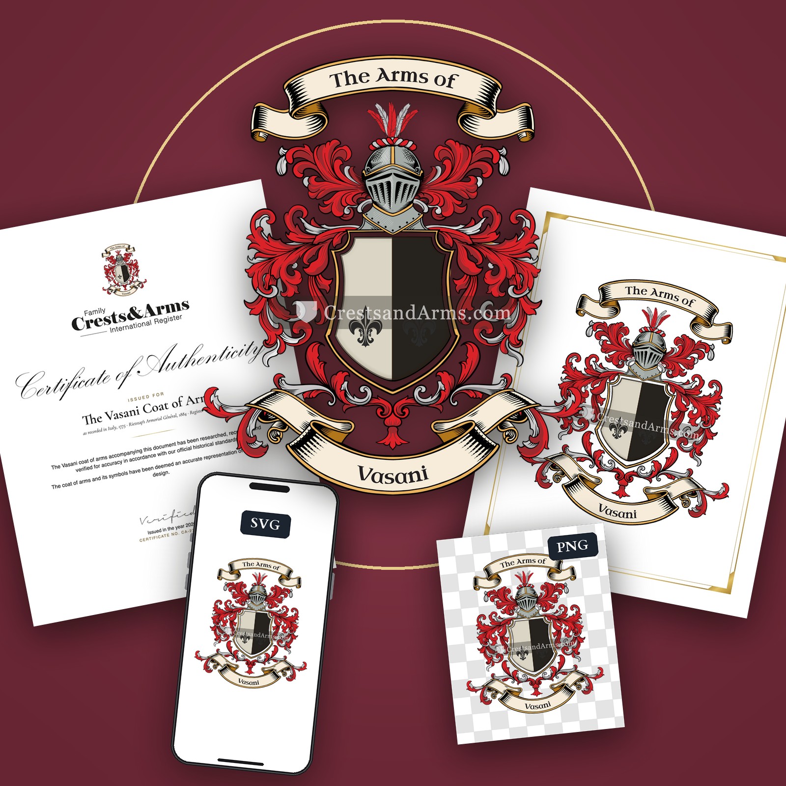 The Vasani arms on the coat of arms — digital pack