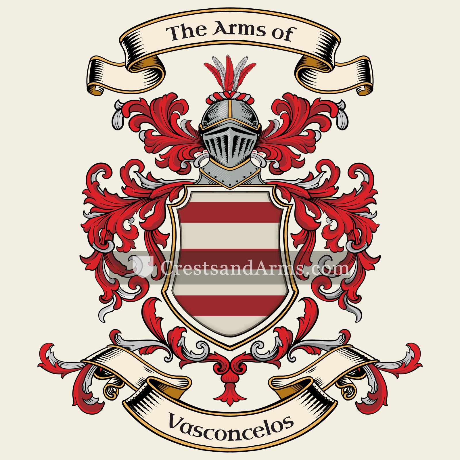 The Vasconcelos coat of arms, drawn from the recorded blazon