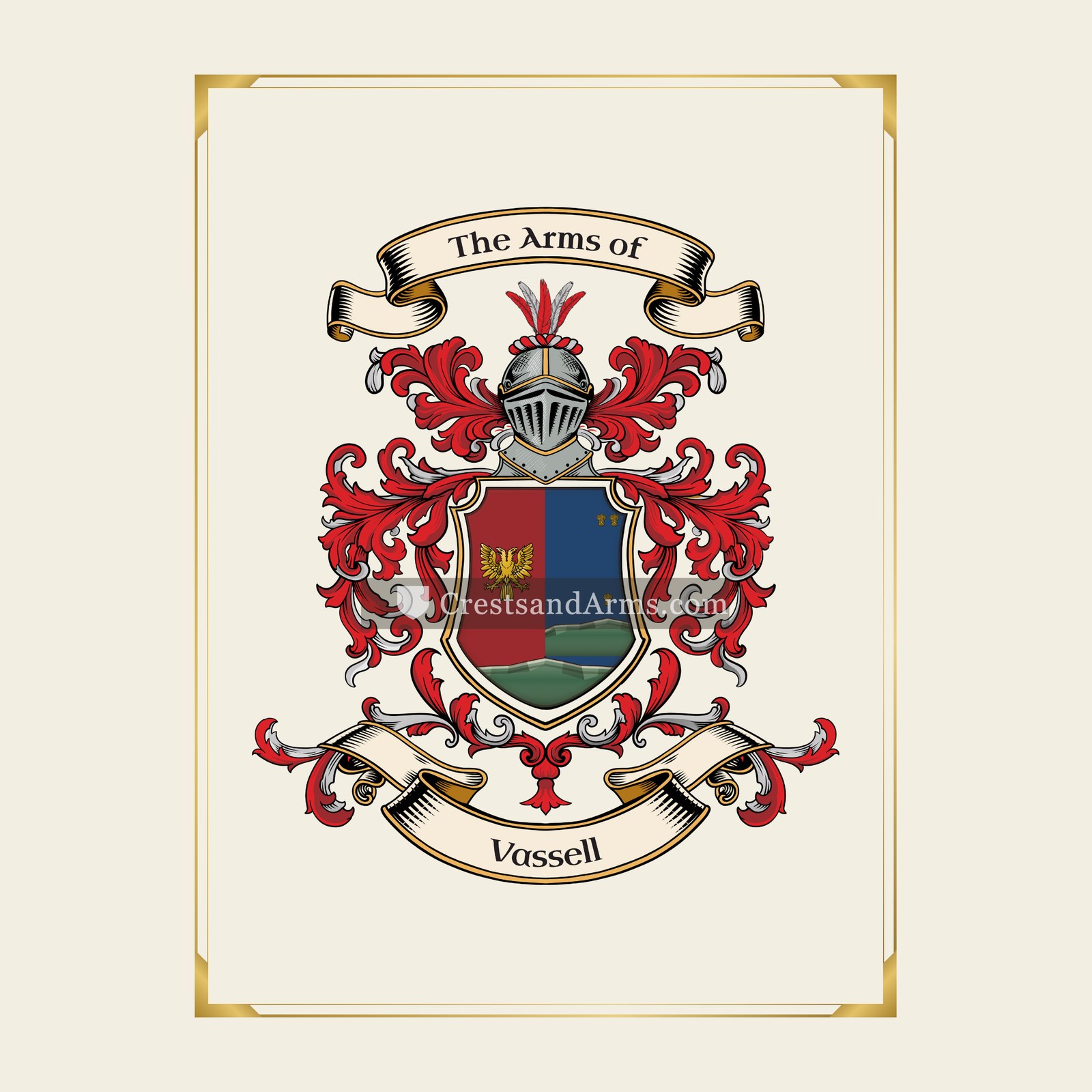 With gold border