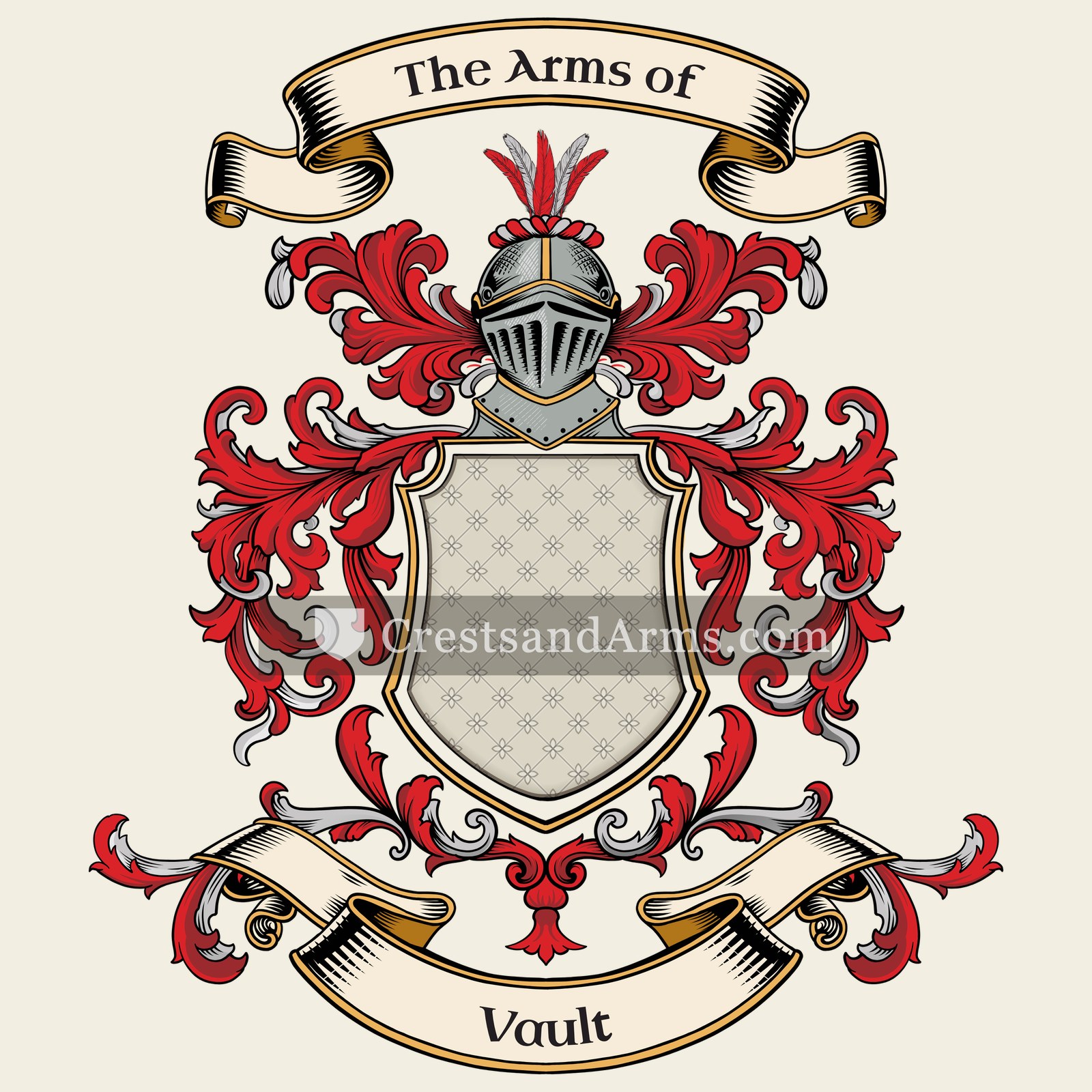 The Vault coat of arms, drawn from the recorded blazon
