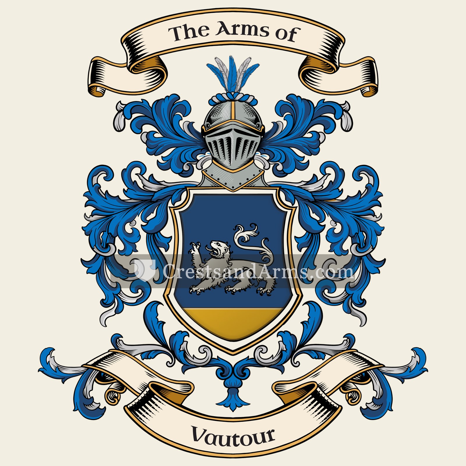 The Vautour coat of arms, drawn from the recorded blazon