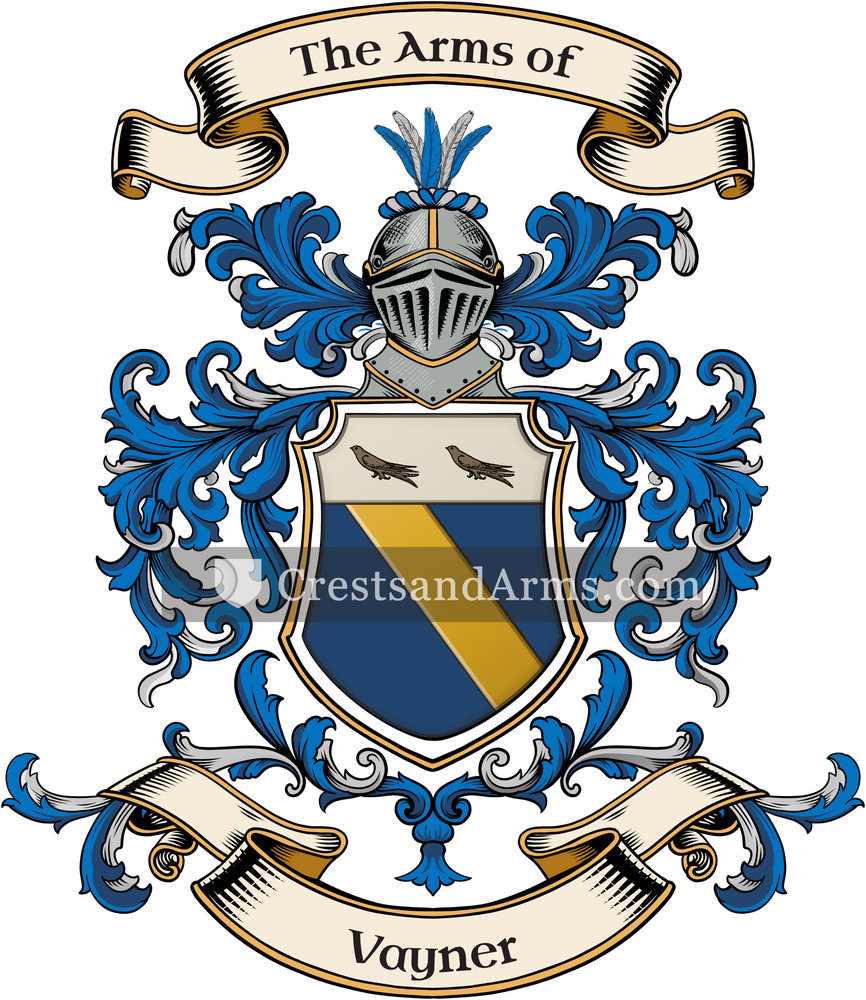 The Vayner coat of arms, drawn from the recorded blazon