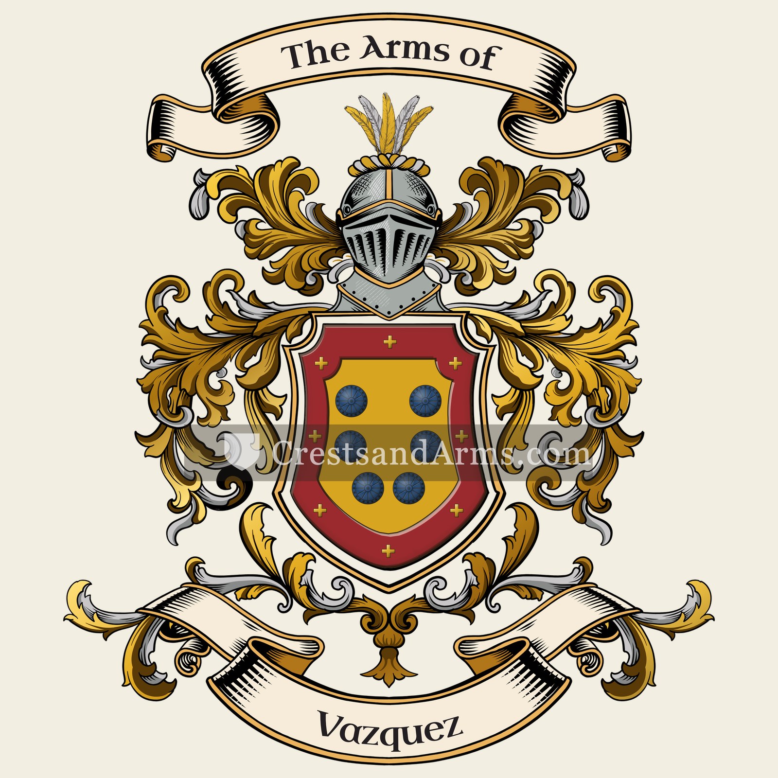 The Vazquez coat of arms, drawn from the recorded blazon
