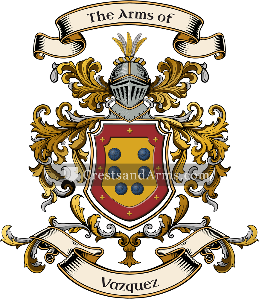 The Vazquez coat of arms, drawn from the recorded blazon