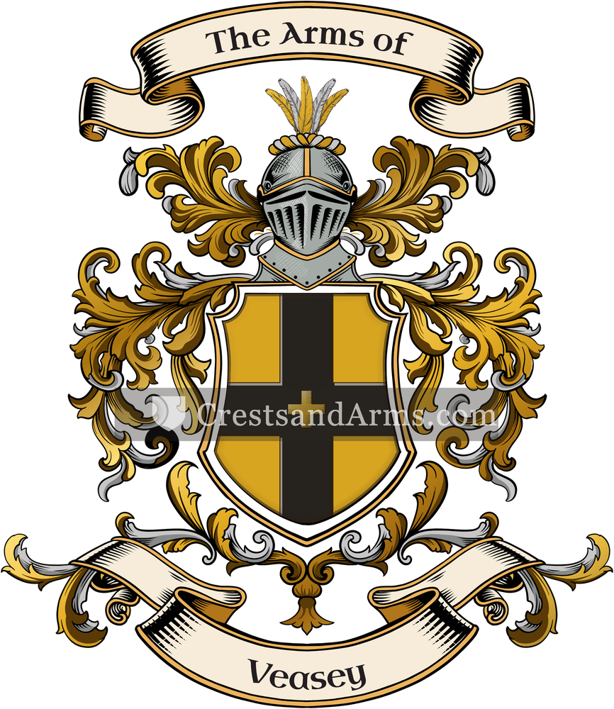 The Veasey coat of arms, drawn from the recorded blazon