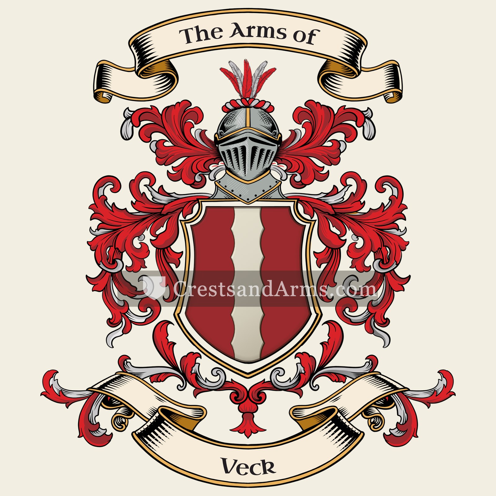 The Veck coat of arms, drawn from the recorded blazon