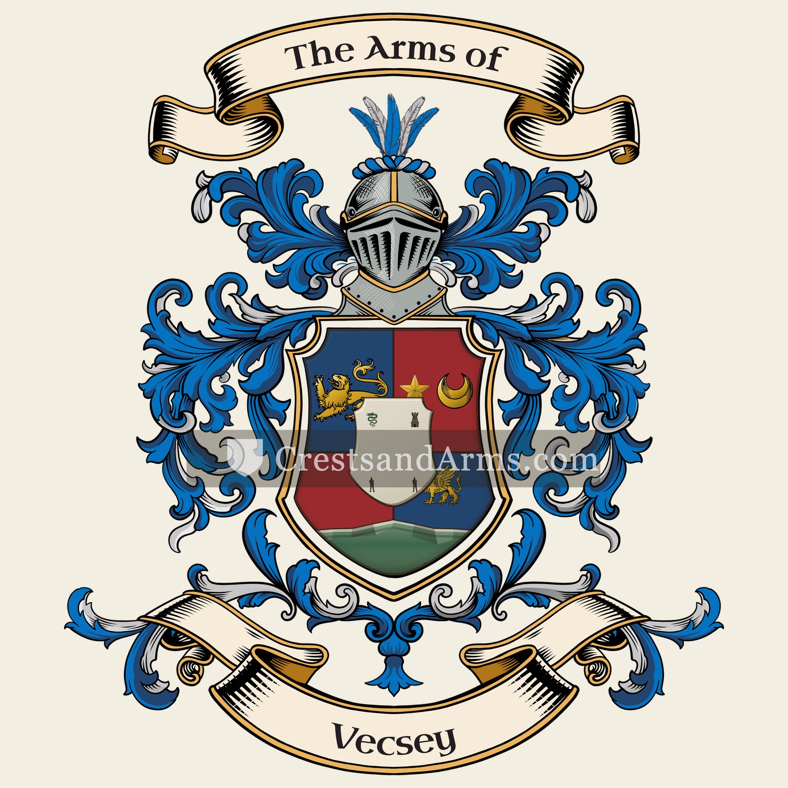 The Vecsey coat of arms, drawn from the recorded blazon