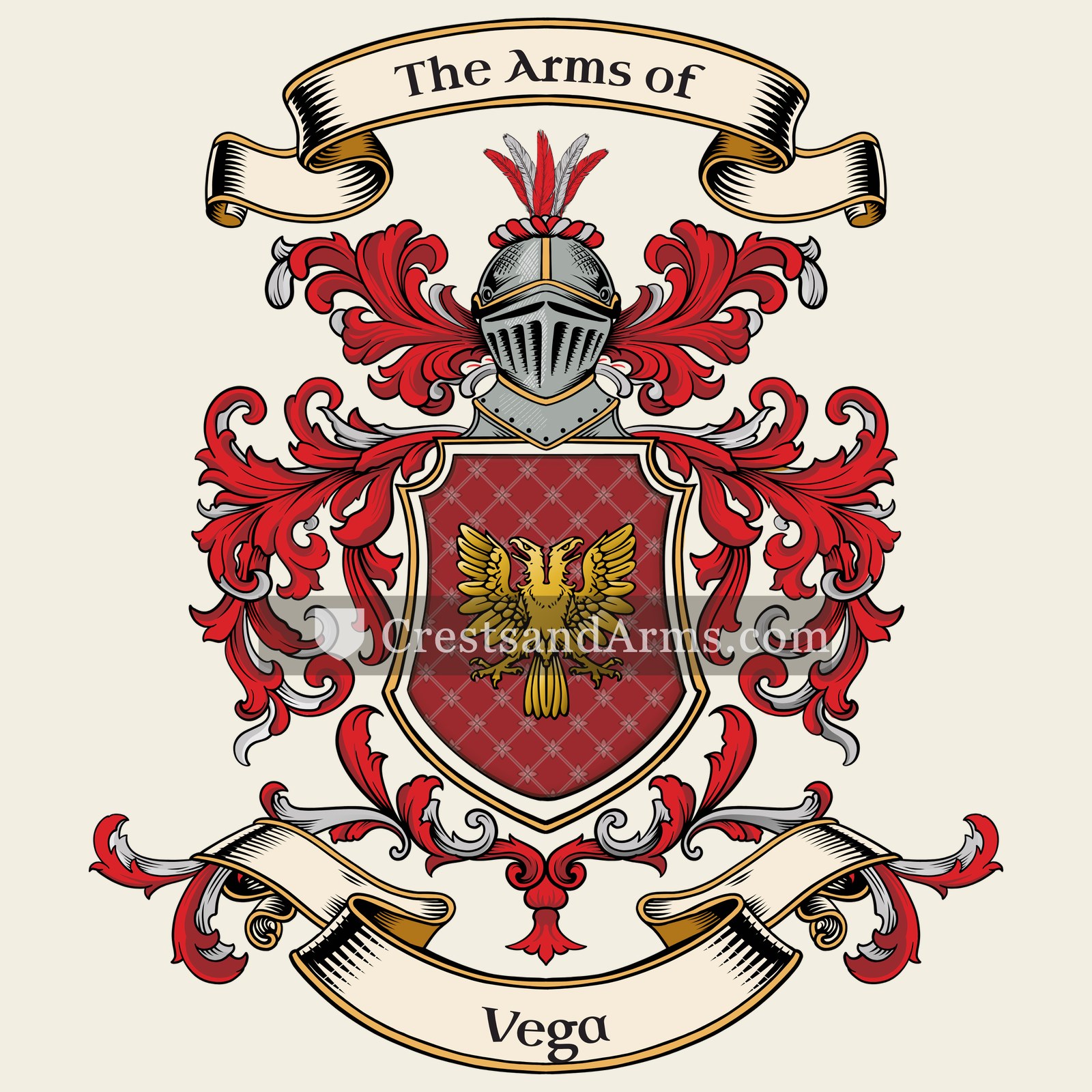 The Vega coat of arms, drawn from the recorded blazon