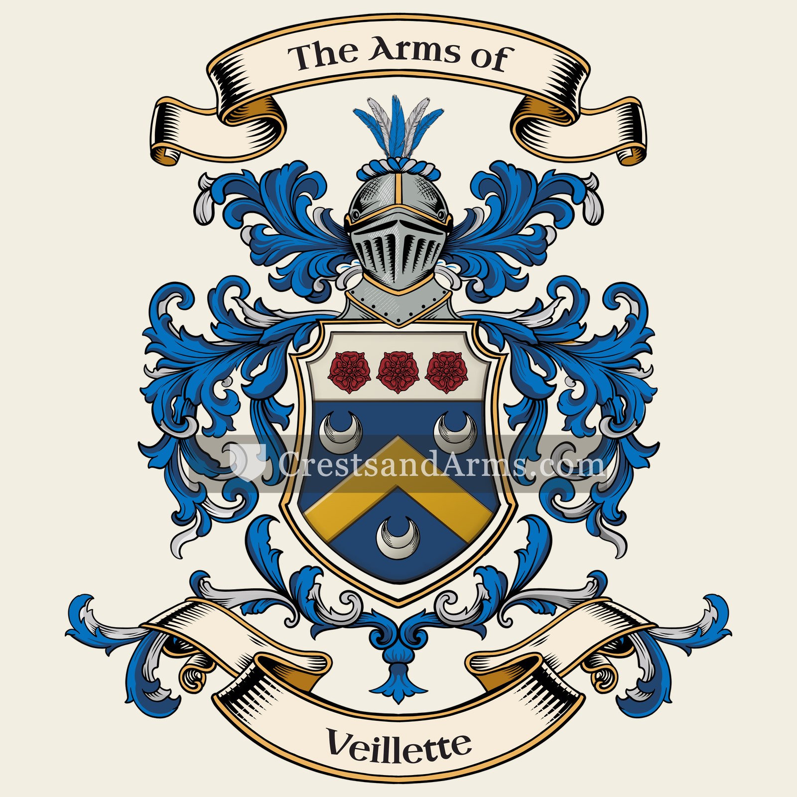 The Veillette coat of arms, drawn from the recorded blazon
