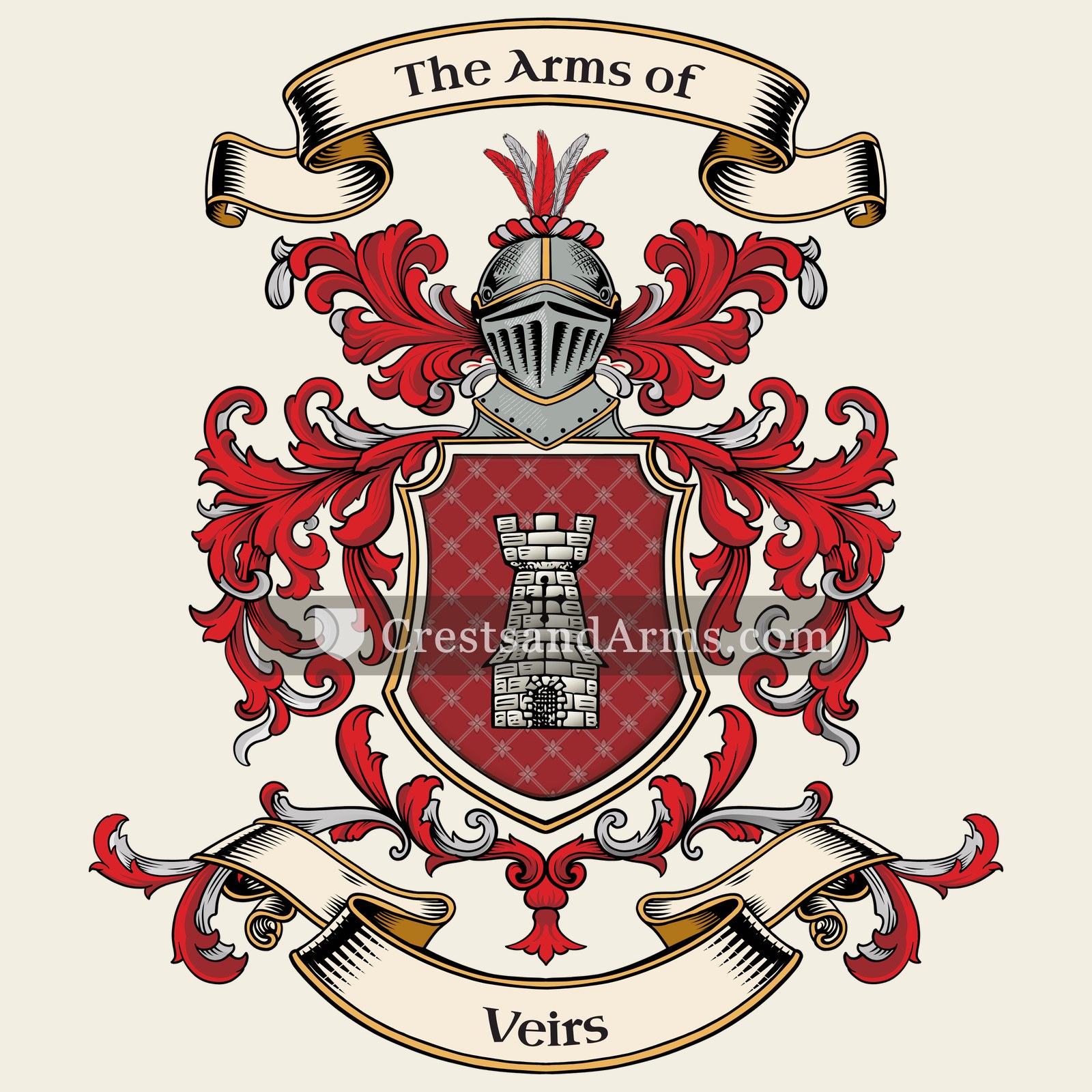 The Veirs coat of arms, drawn from the recorded blazon