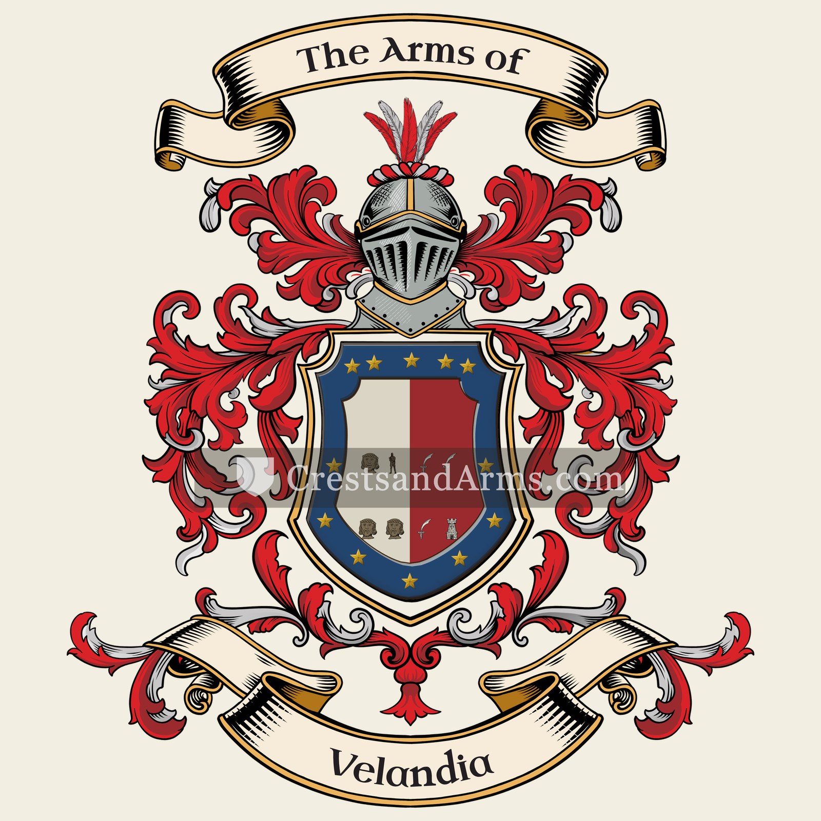 The Velandia coat of arms, drawn from the recorded blazon