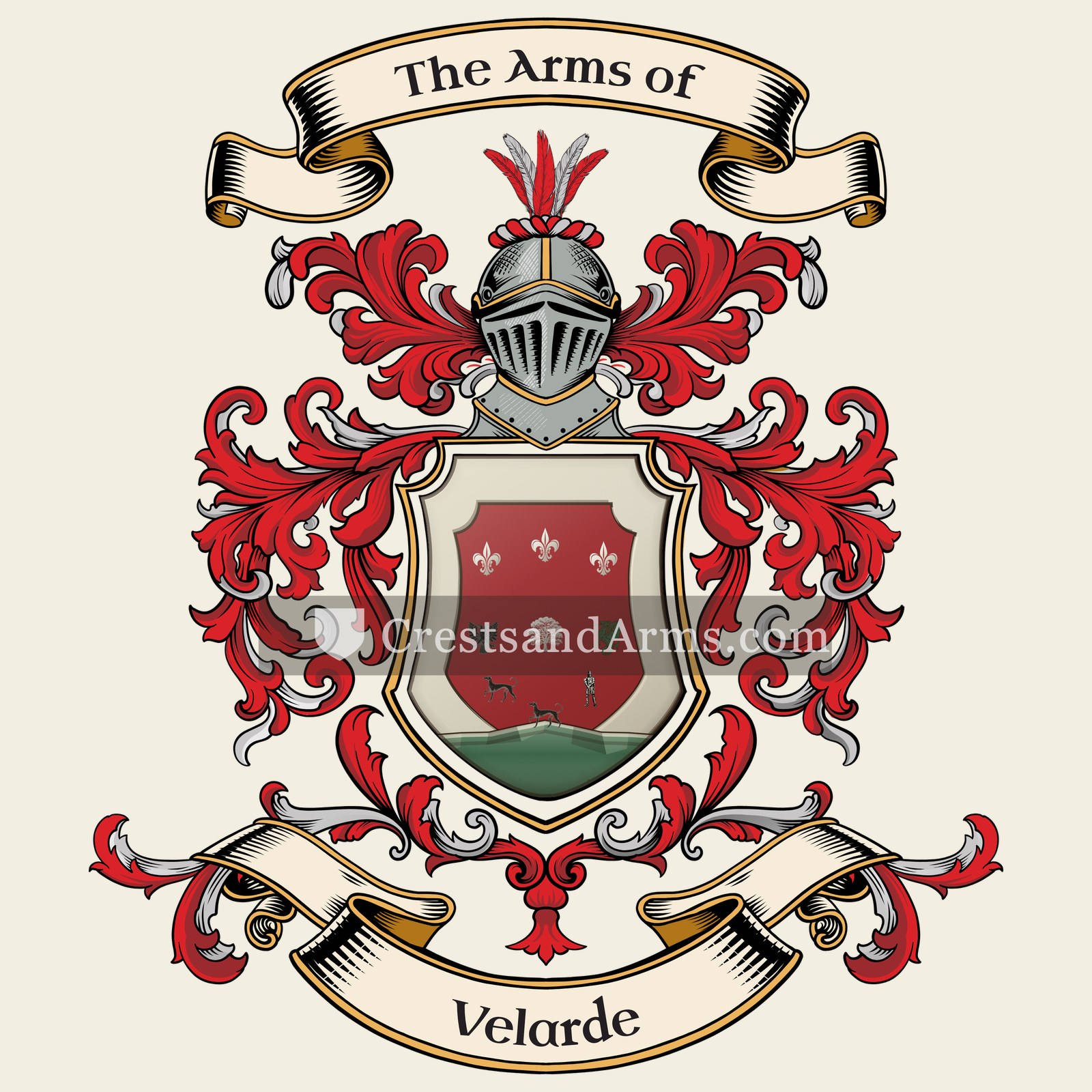 The Velarde coat of arms, drawn from the recorded blazon