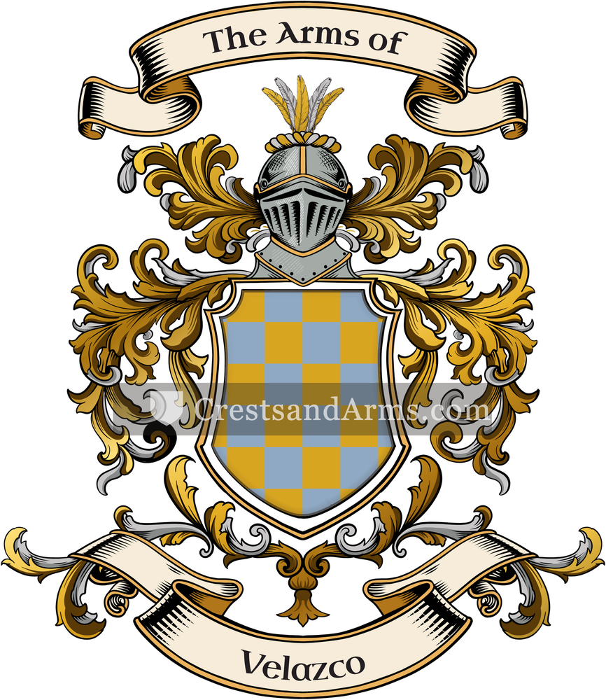 The Velazco coat of arms, drawn from the recorded blazon