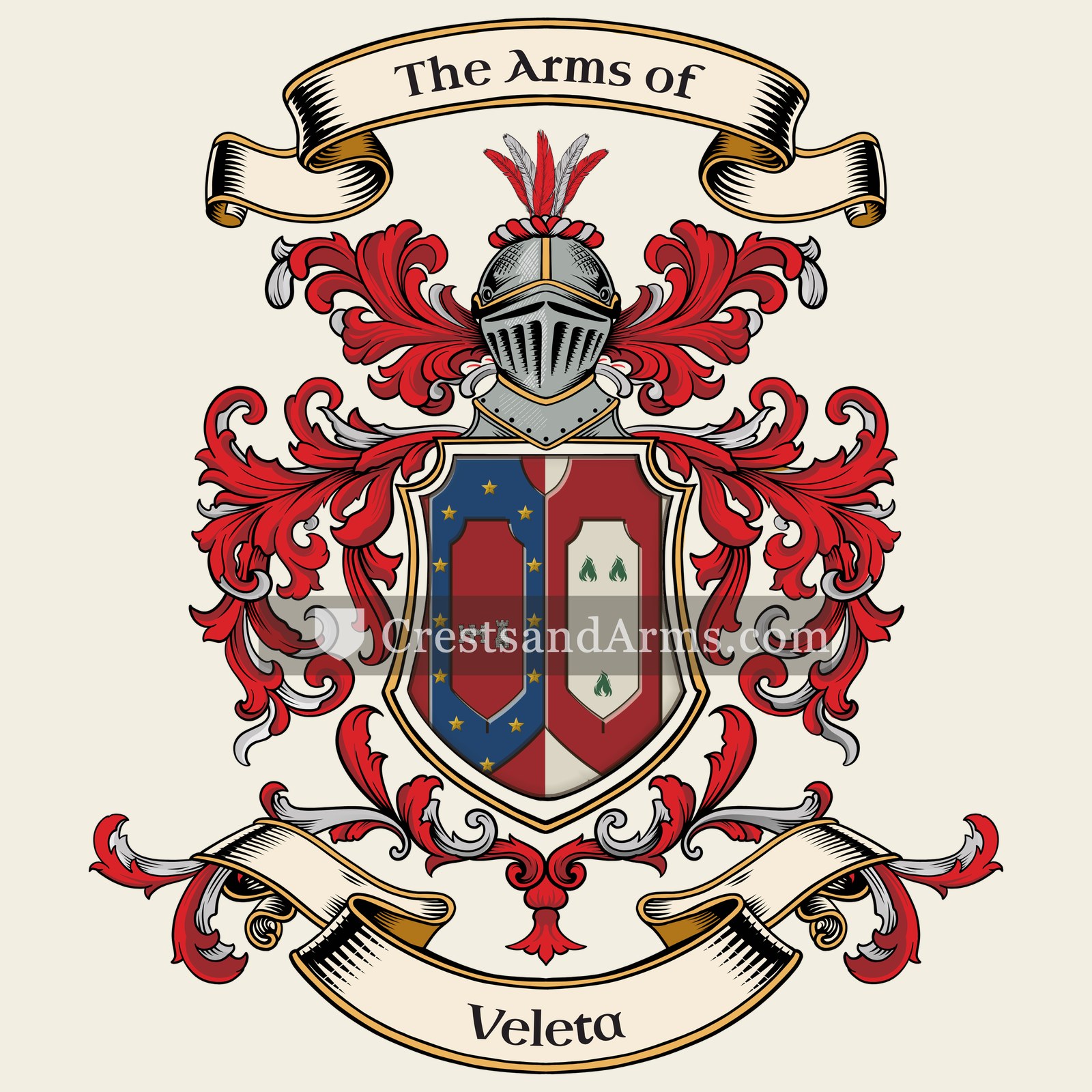The Veleta coat of arms, drawn from the recorded blazon