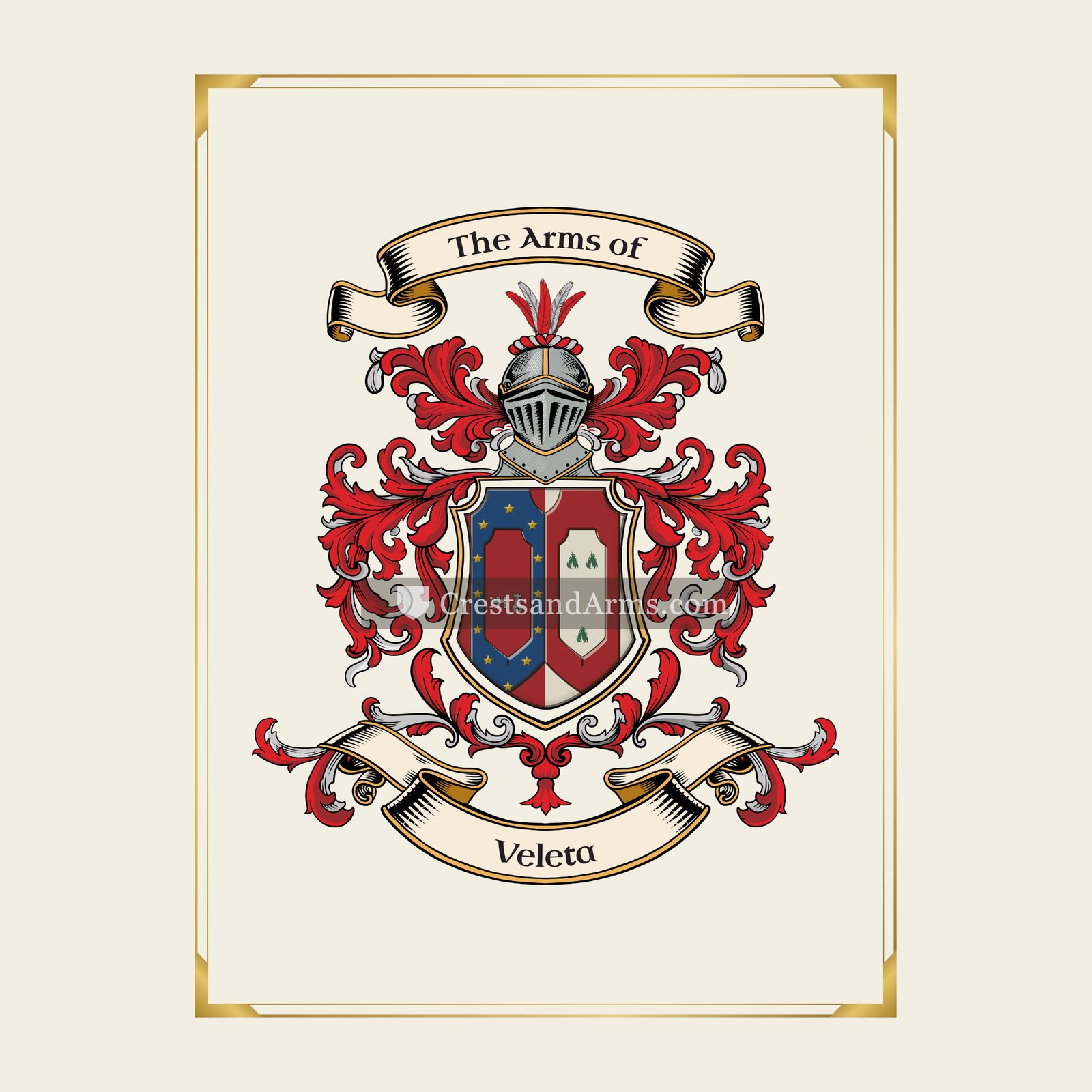 With gold border
