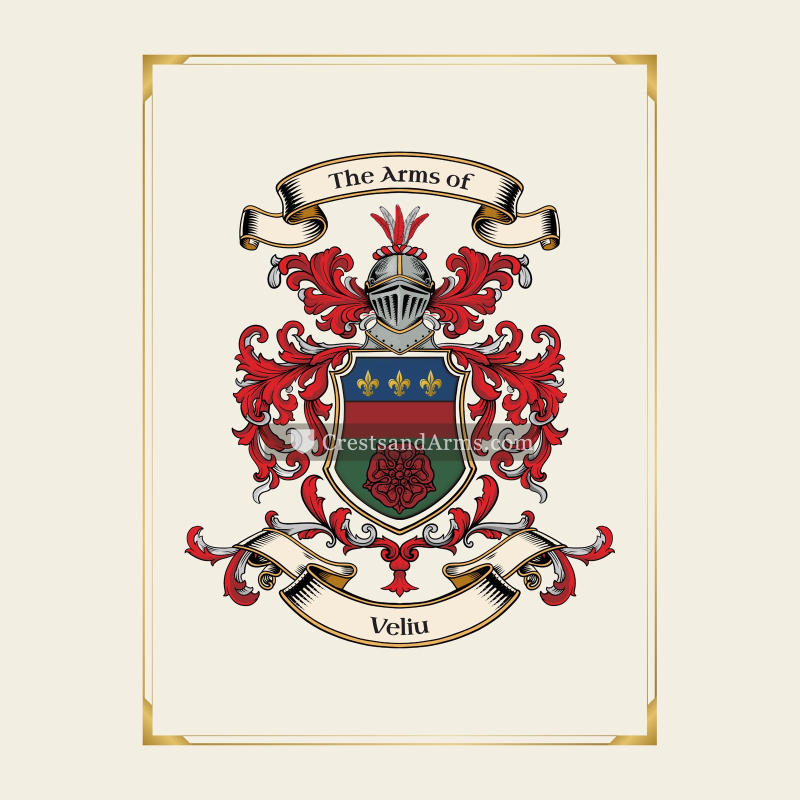 With gold border