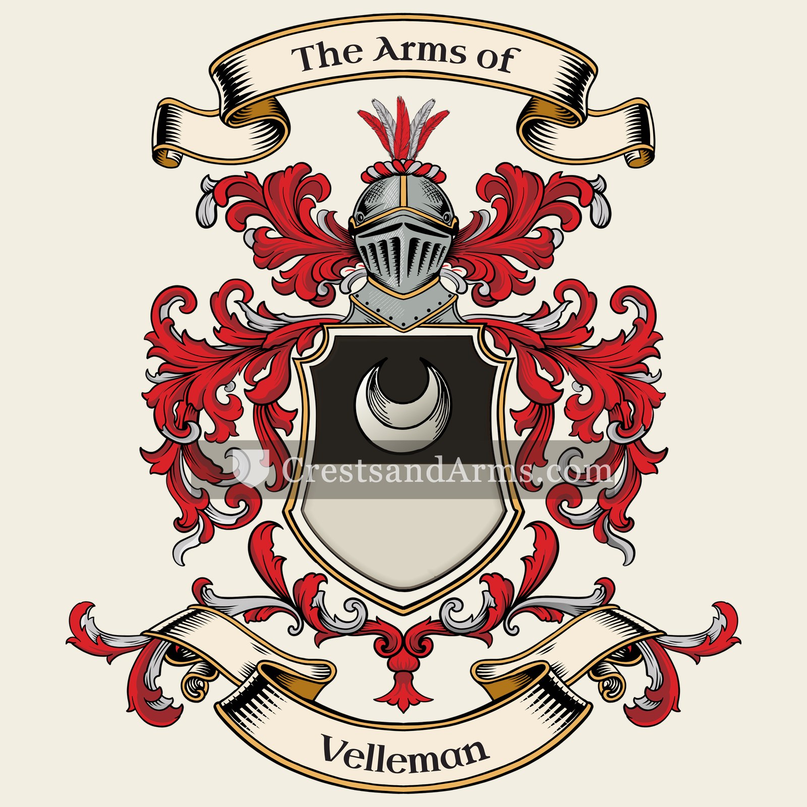 The Velleman coat of arms, drawn from the recorded blazon