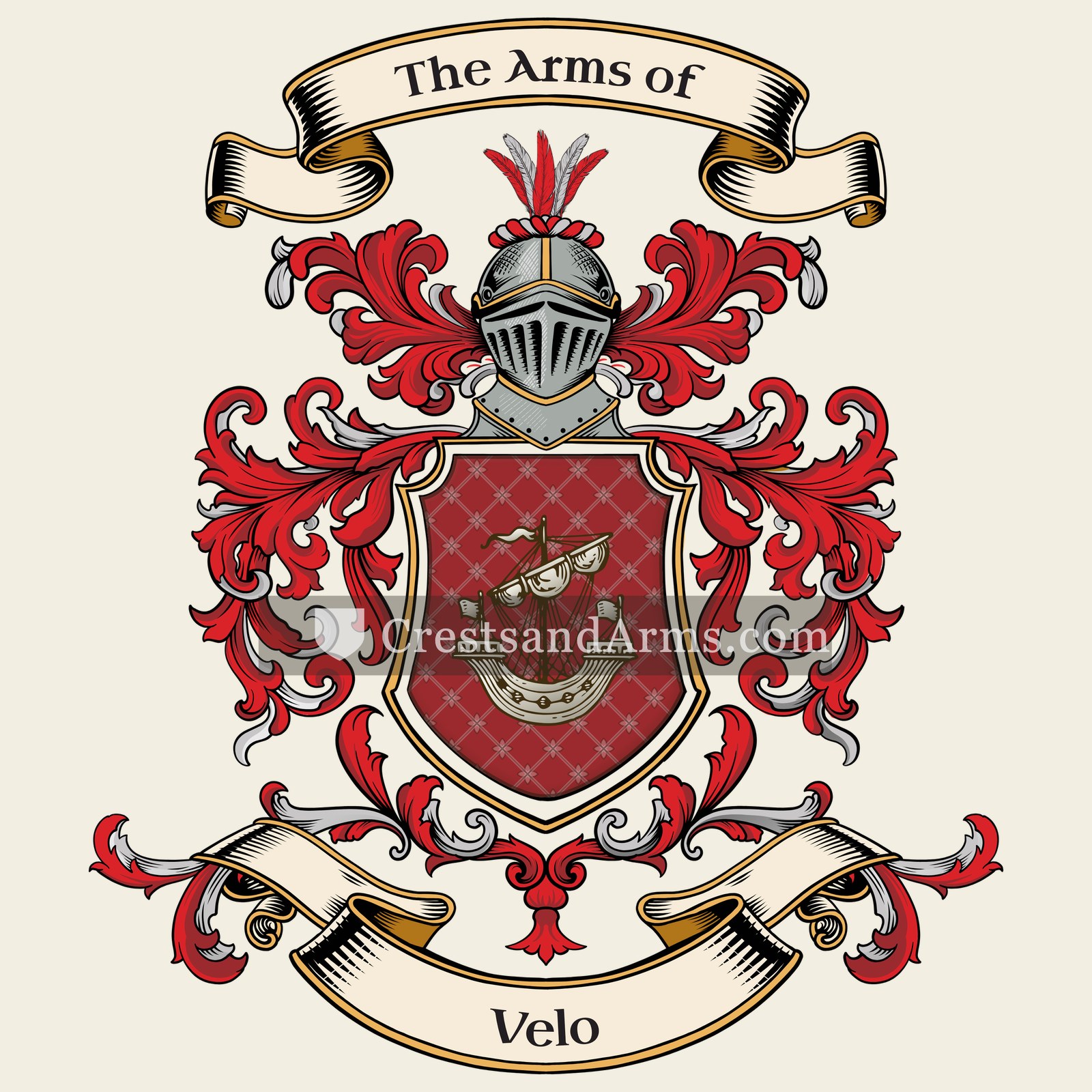 The Velo coat of arms, drawn from the recorded blazon