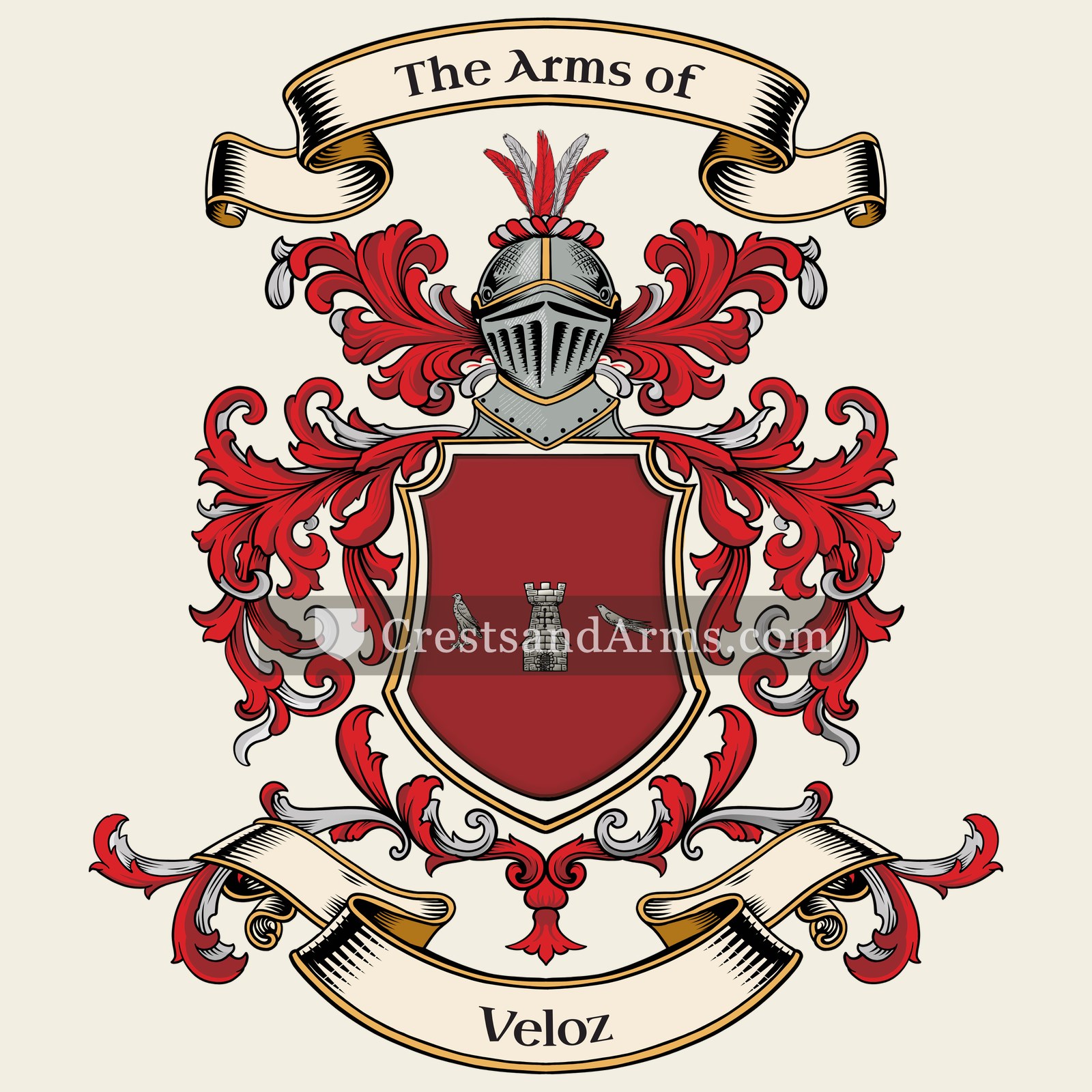 The Veloz coat of arms, drawn from the recorded blazon