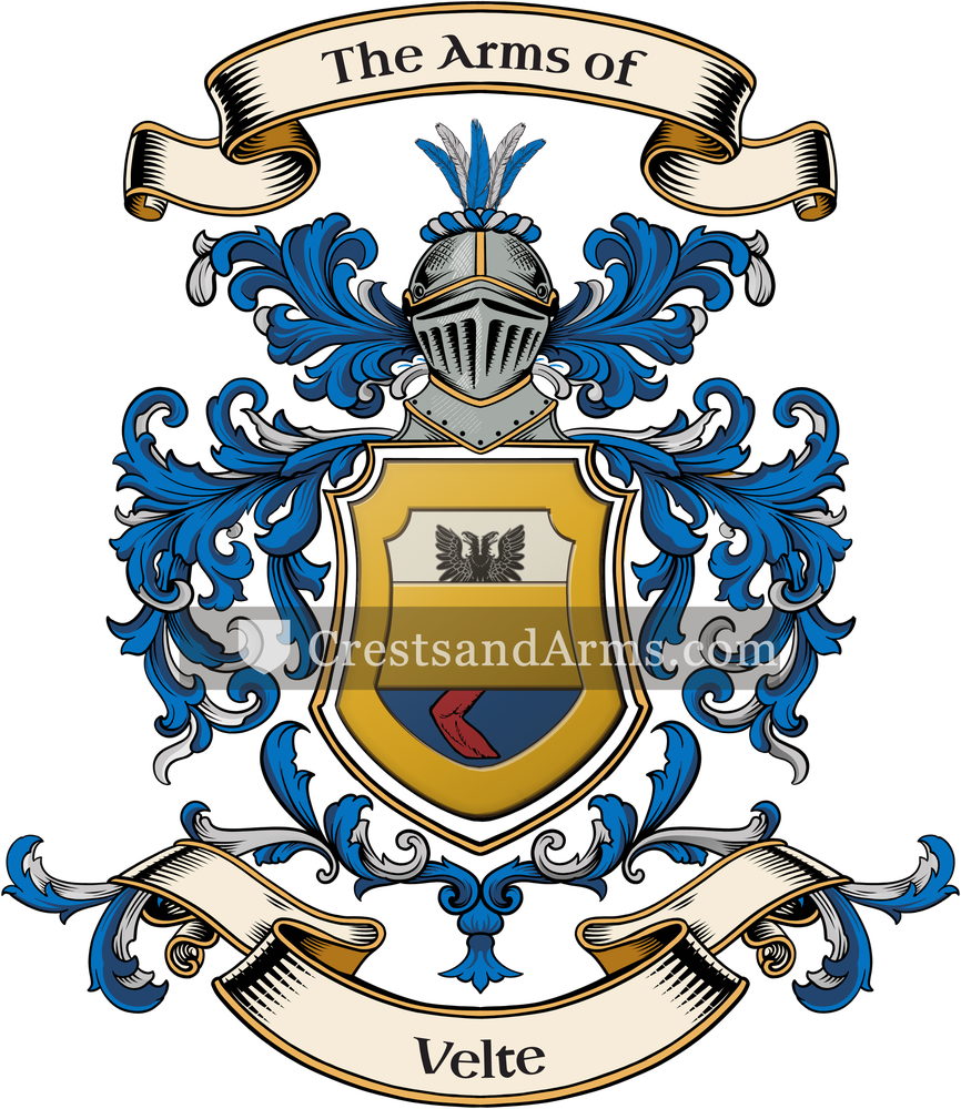 The Velte coat of arms, drawn from the recorded blazon