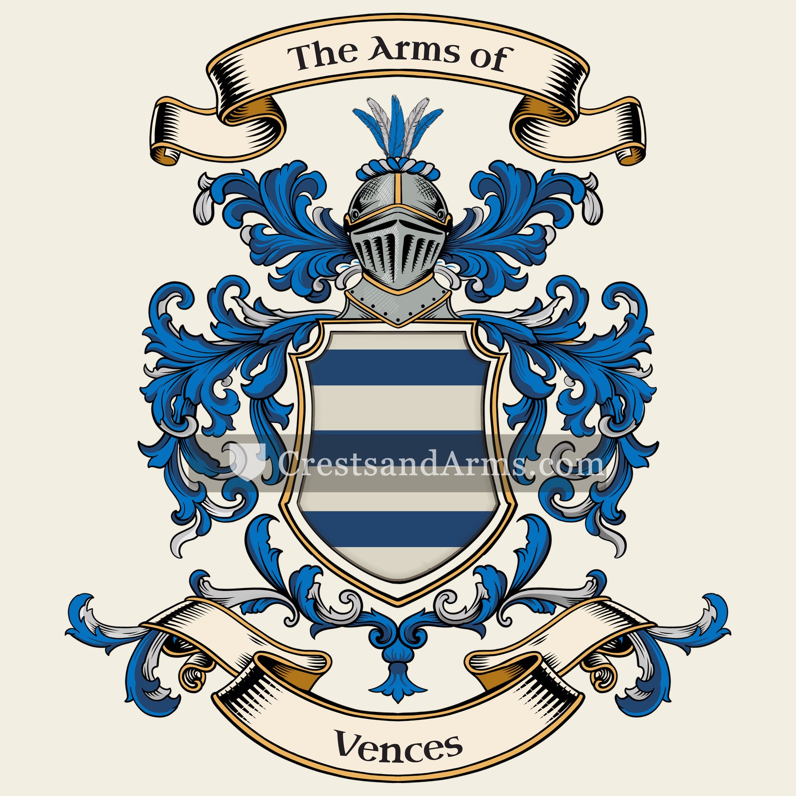 The Vences coat of arms, drawn from the recorded blazon
