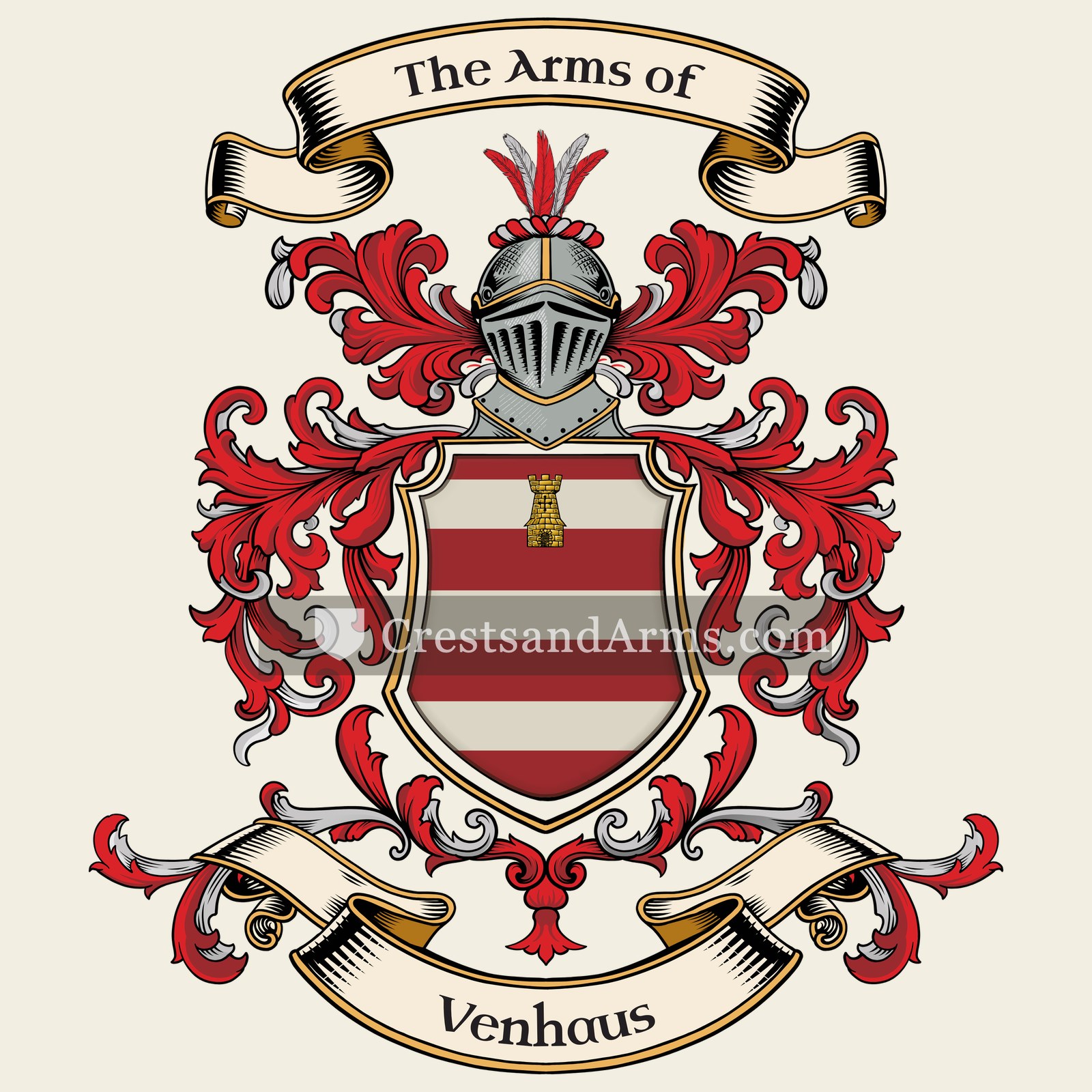 The Venhaus coat of arms, drawn from the recorded blazon
