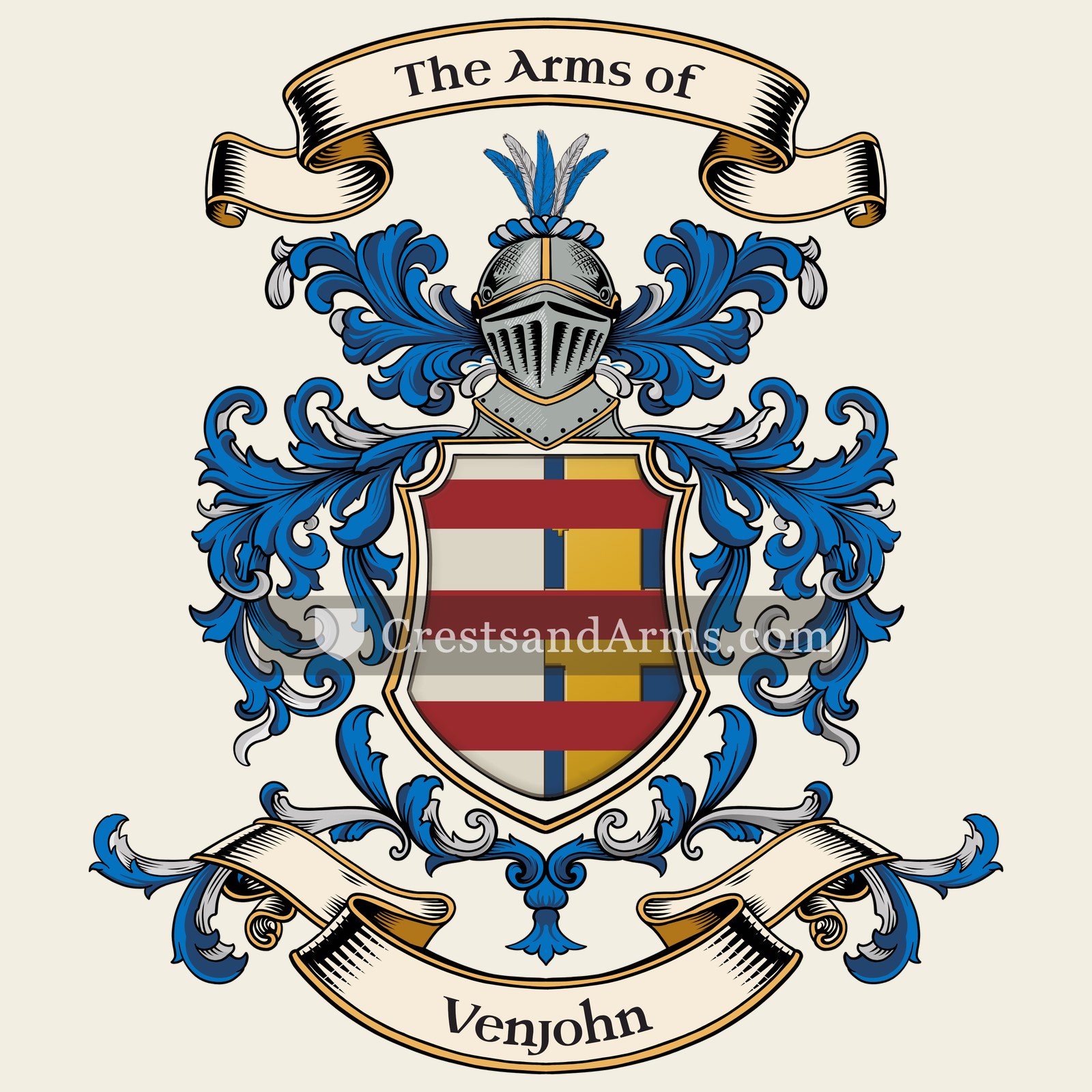 The Venjohn coat of arms, drawn from the recorded blazon