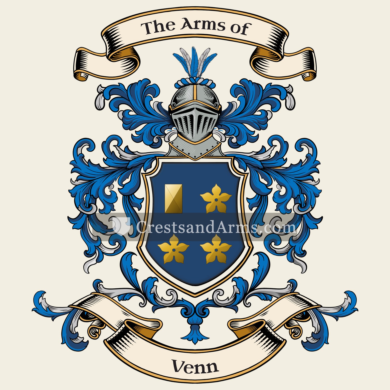 The Venn coat of arms, drawn from the recorded blazon