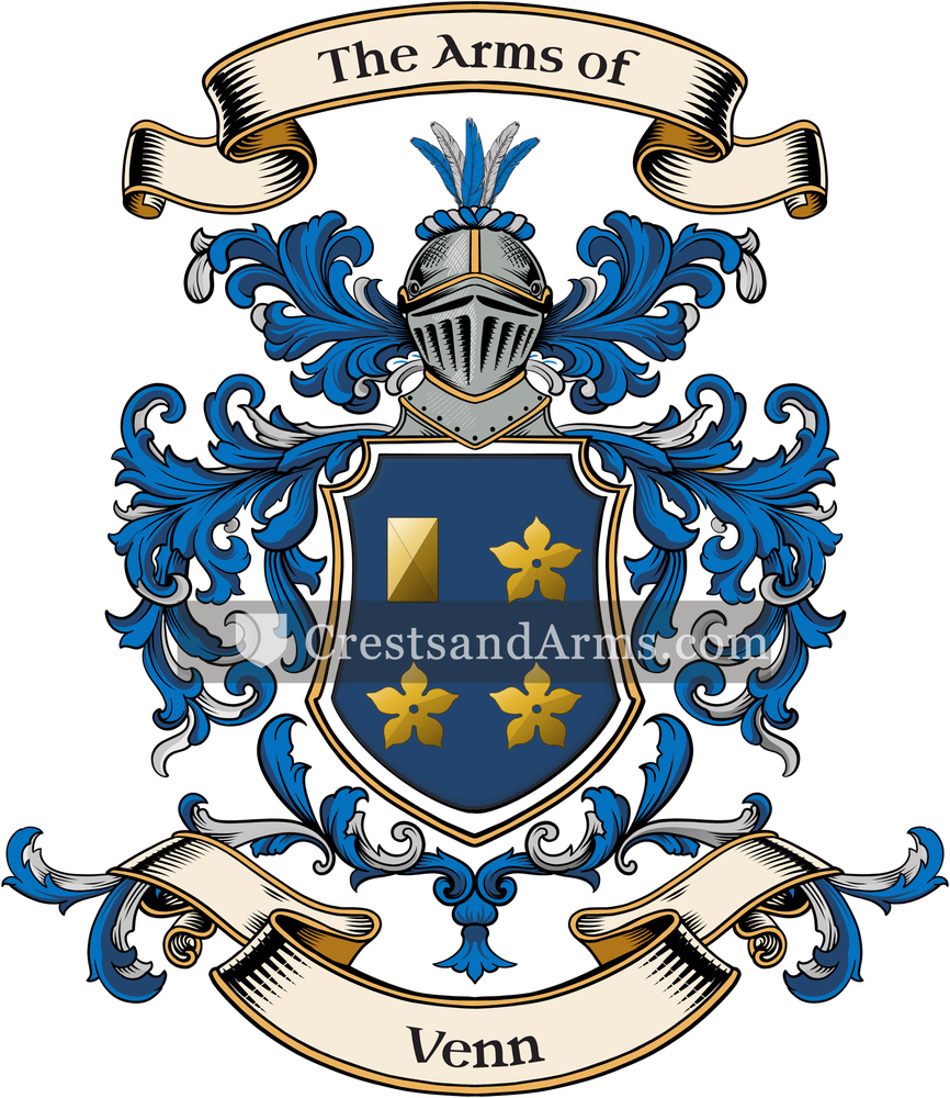The Venn coat of arms, drawn from the recorded blazon