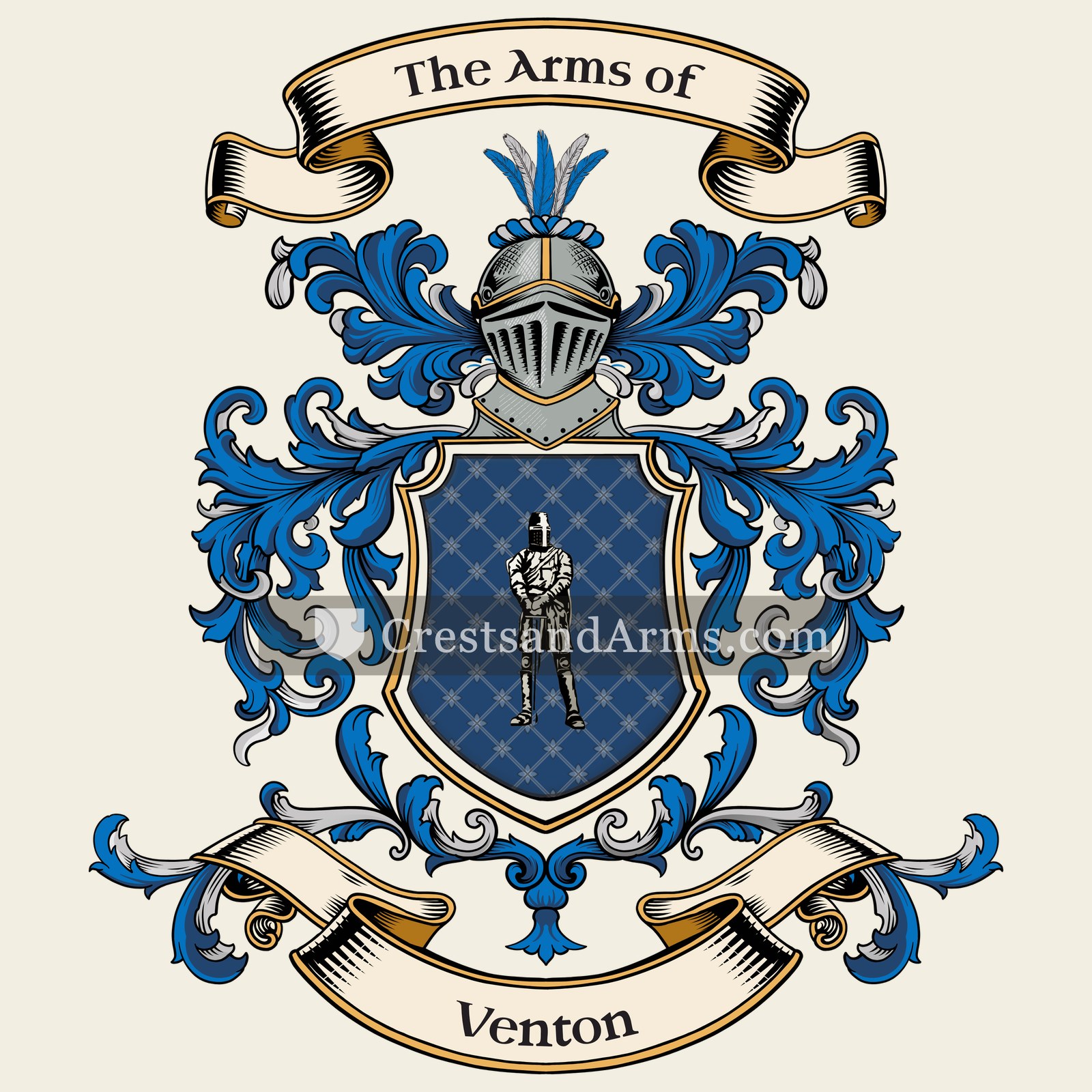 The Venton coat of arms, drawn from the recorded blazon