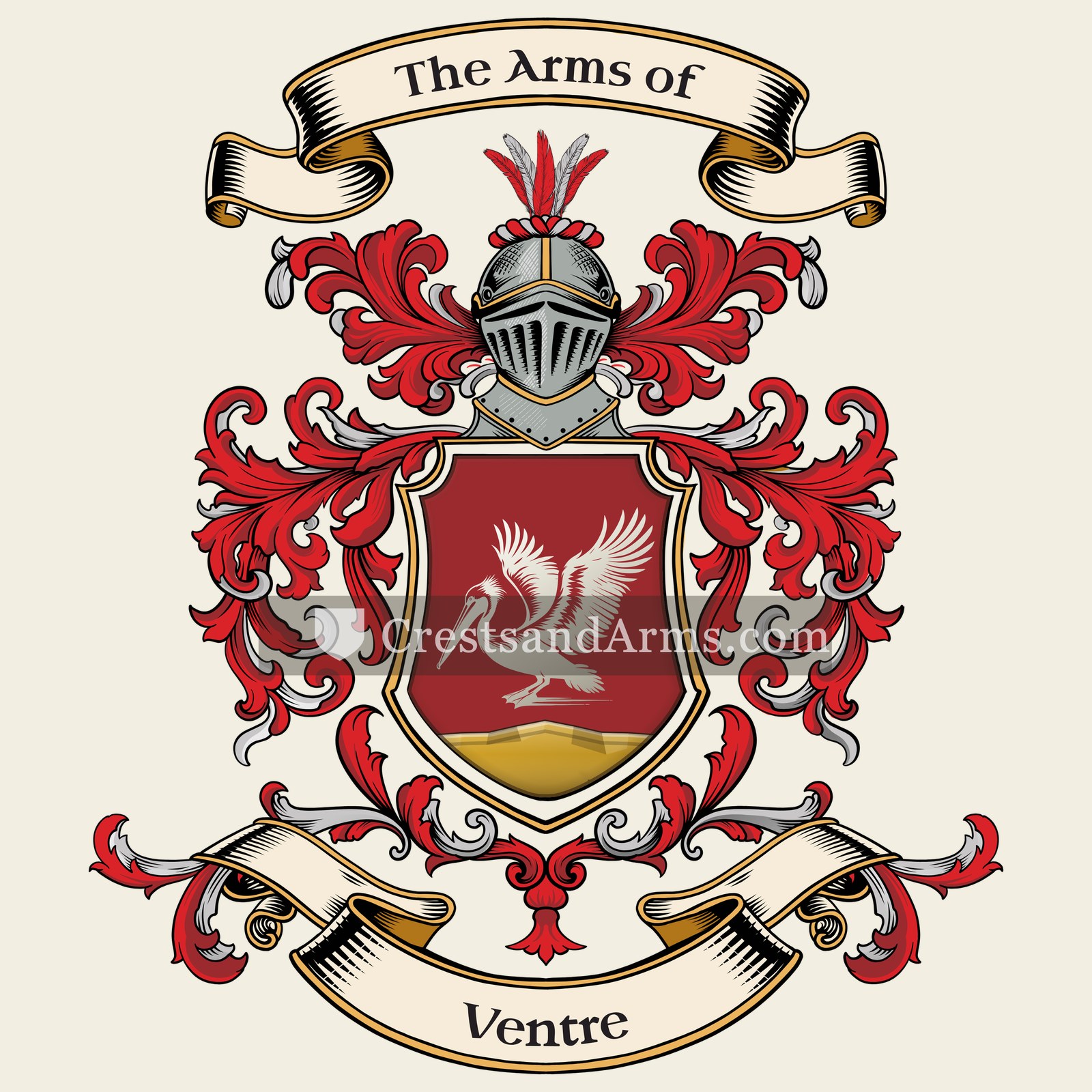 The Ventre coat of arms, drawn from the recorded blazon