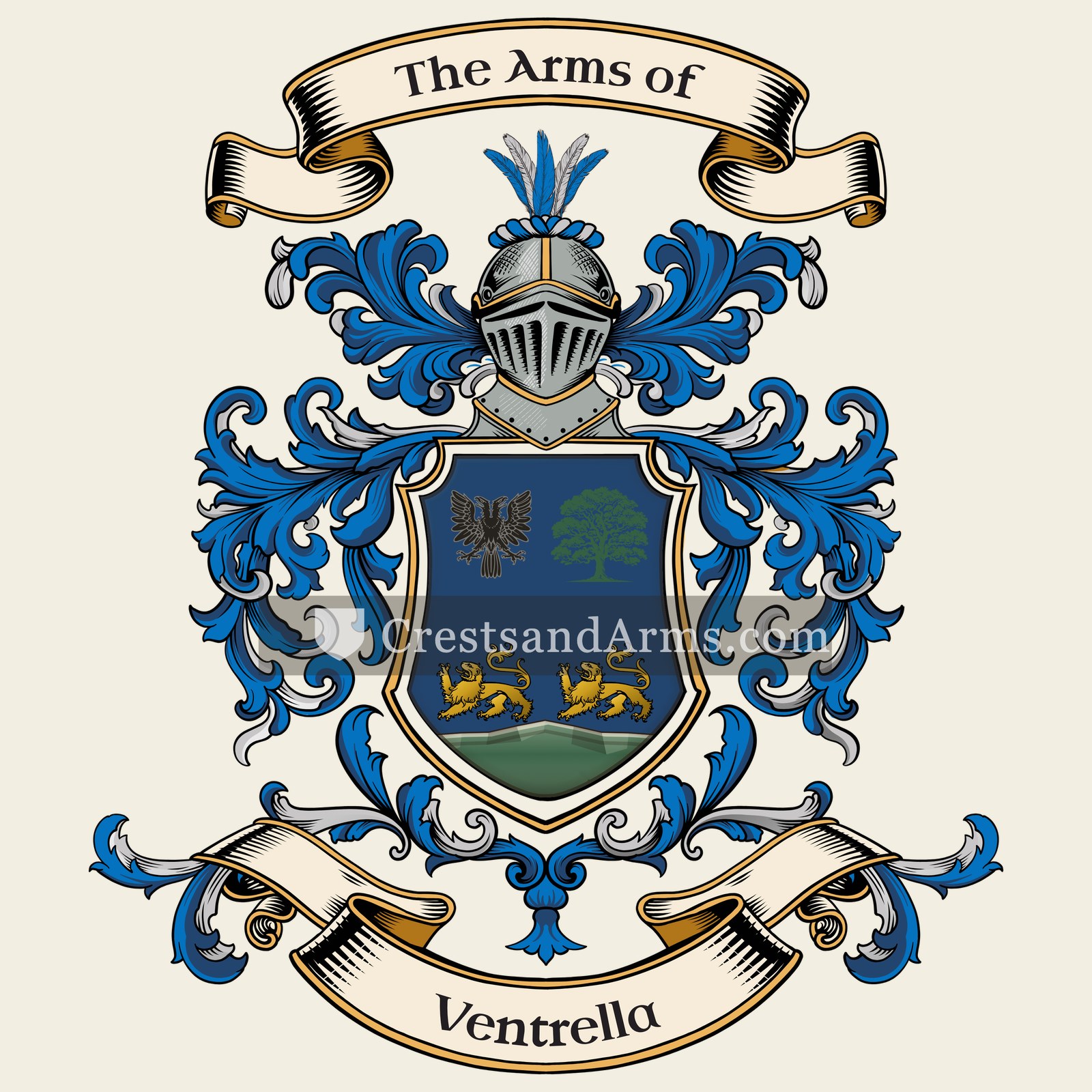 The Ventrella coat of arms, drawn from the recorded blazon