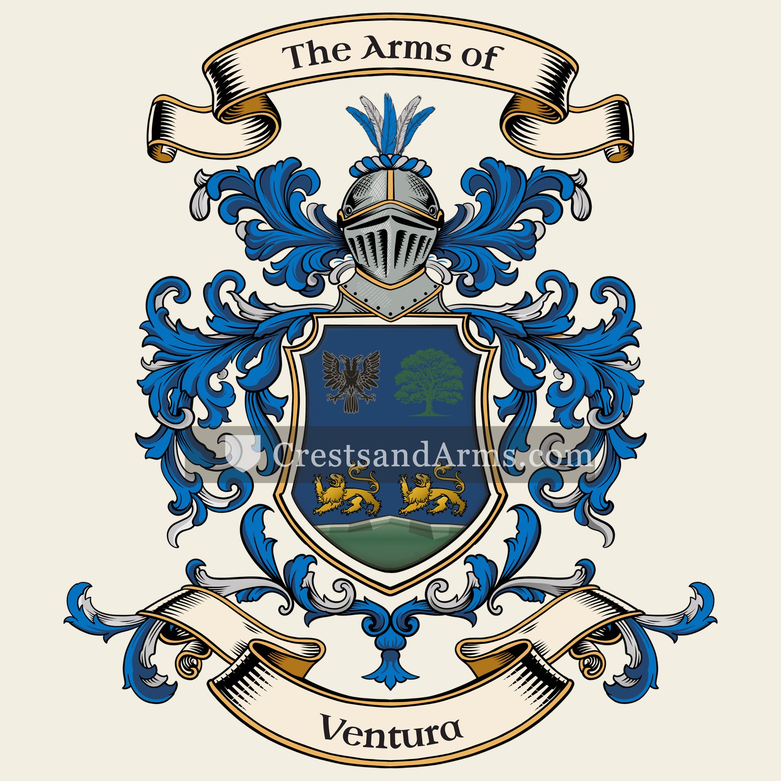 The Ventura coat of arms, drawn from the recorded blazon