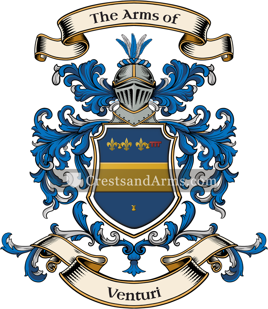 The Venturi coat of arms, drawn from the recorded blazon