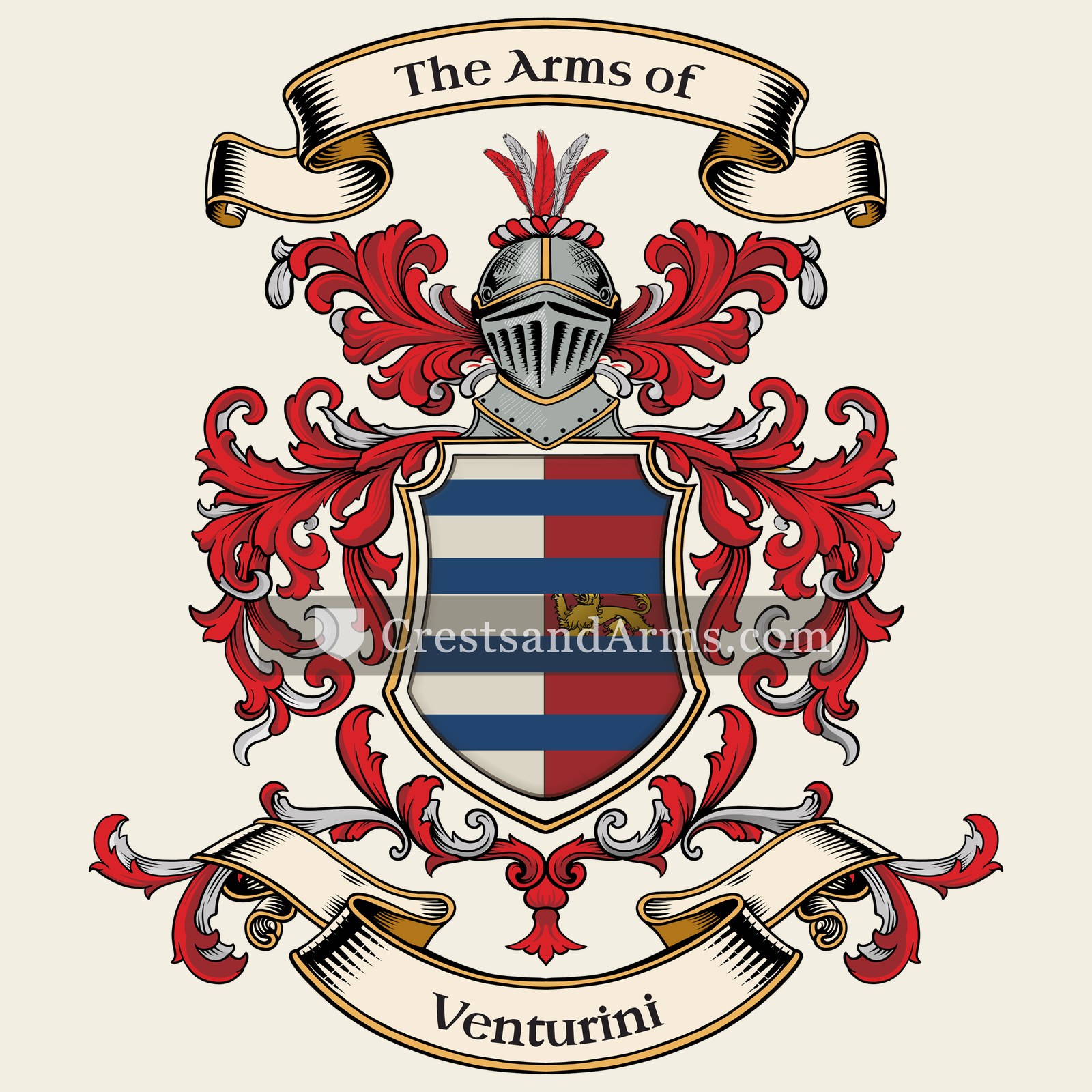 The Venturini coat of arms, drawn from the recorded blazon