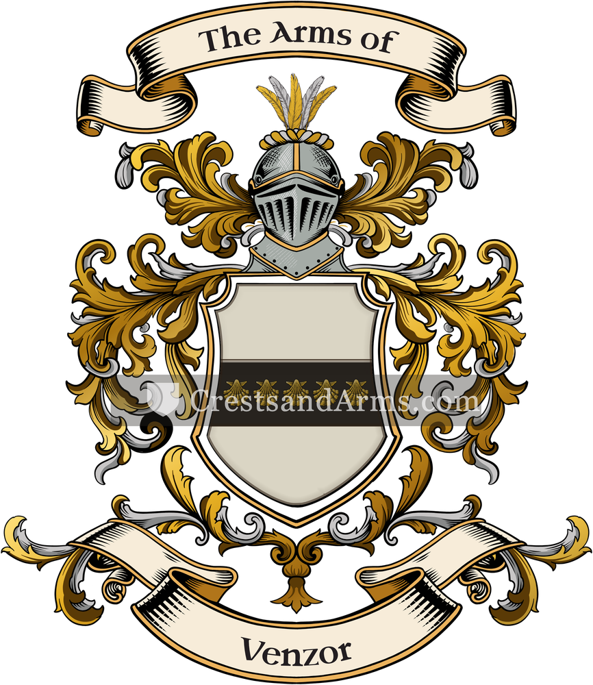 The Venzor coat of arms, drawn from the recorded blazon