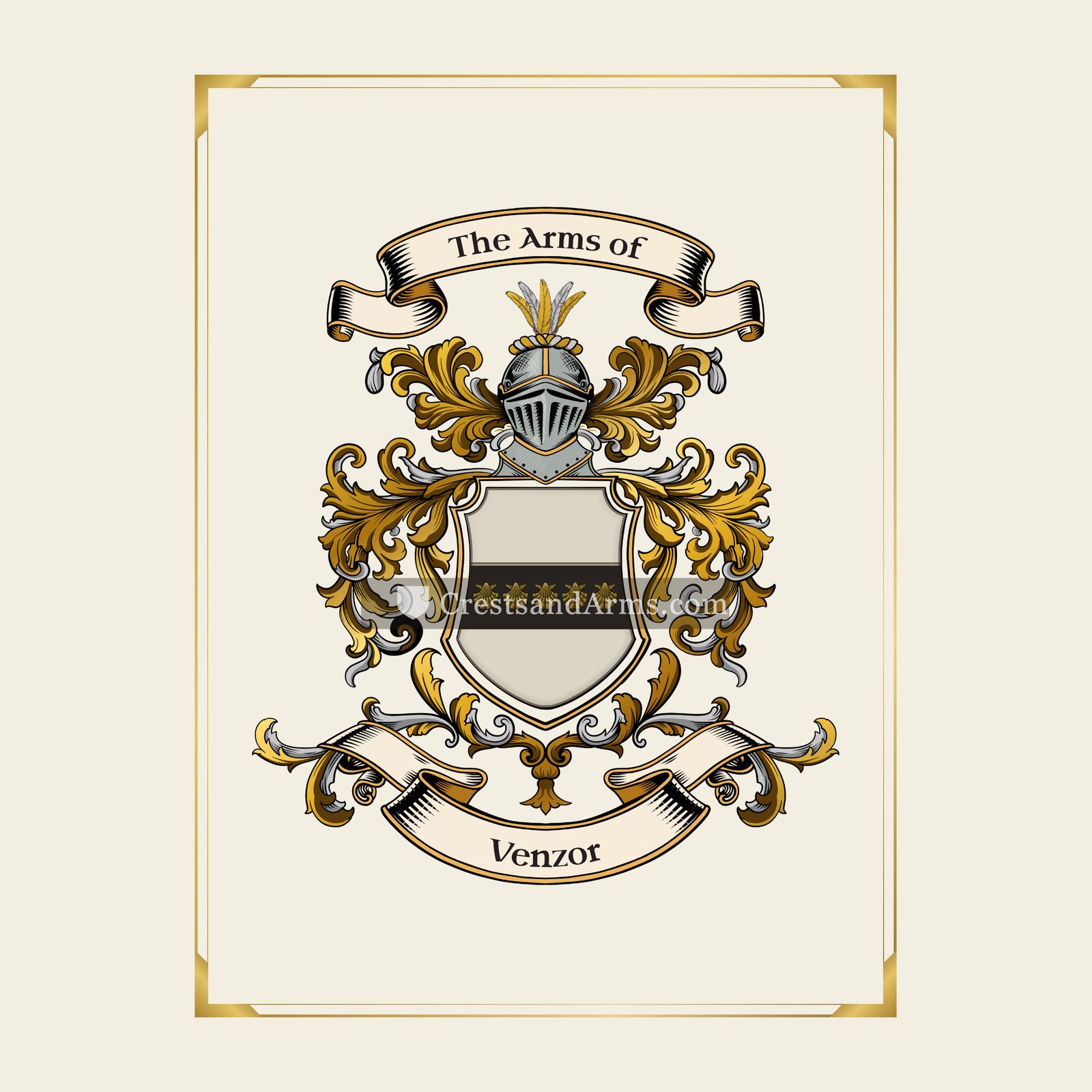 With gold border