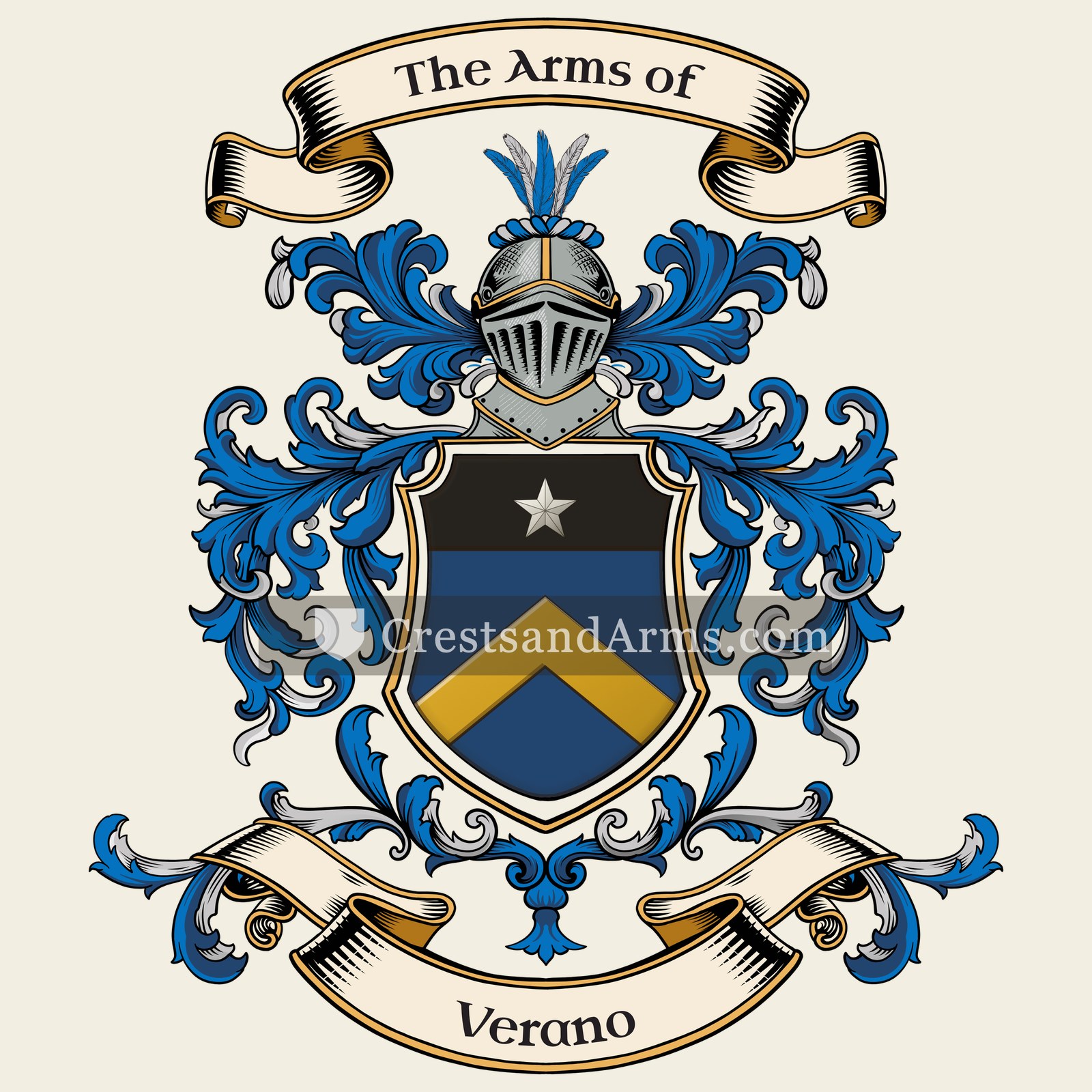 The Verano coat of arms, drawn from the recorded blazon
